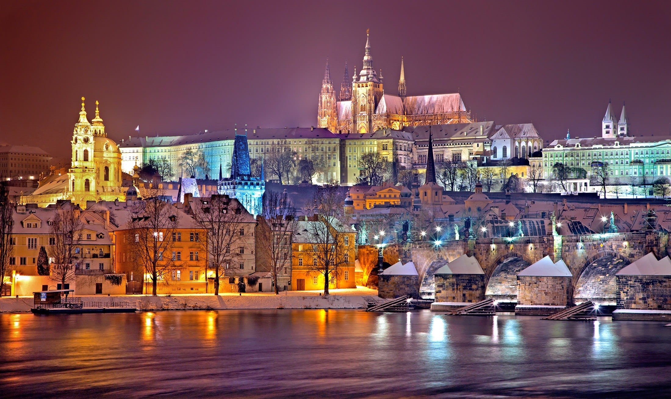 cathedral, landscape, holiday, built structure, no people, prague, building exterior, capital, 1080P, bridge - man made structure, amazing, outdoors, building, HD Wallpaper
