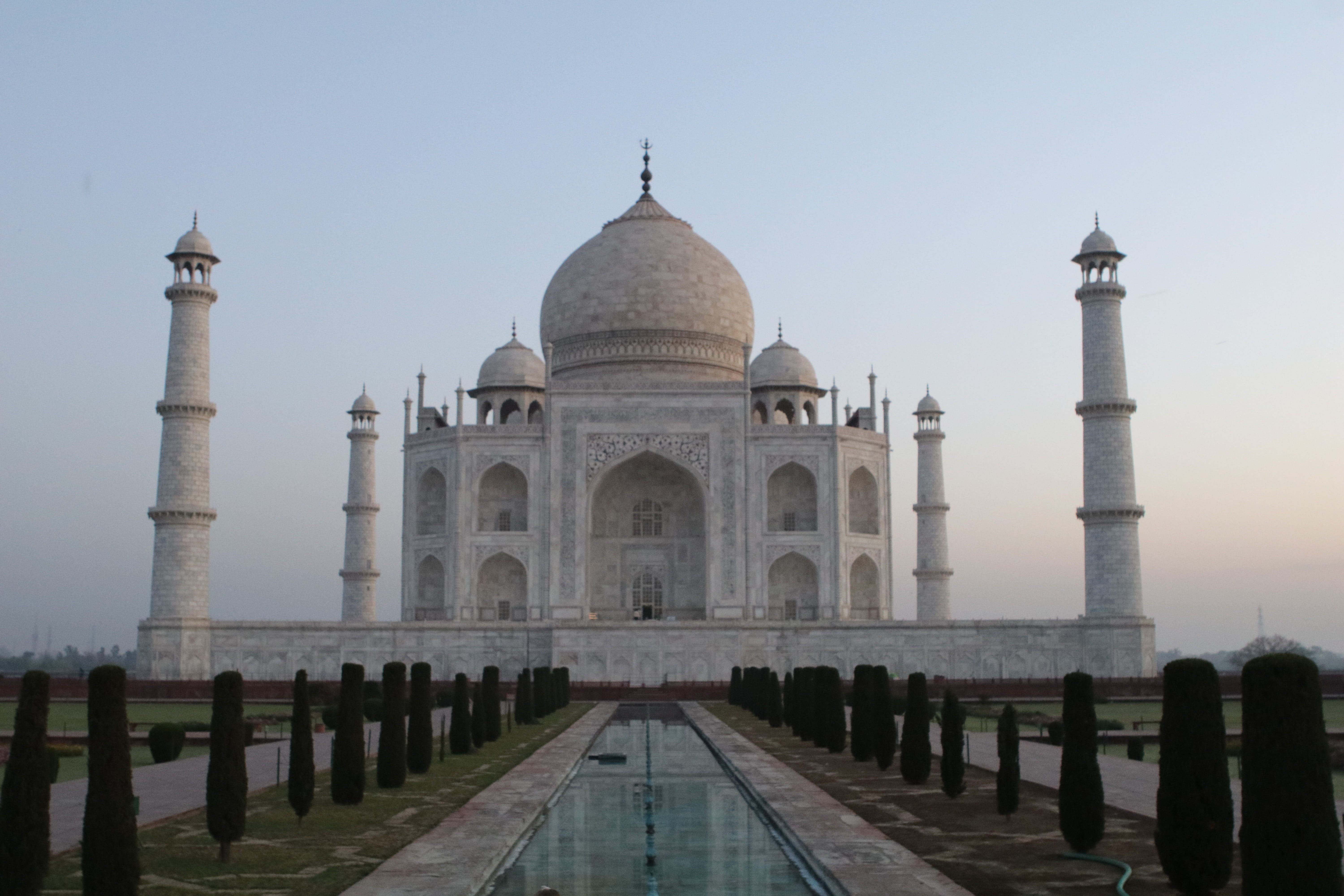 building, built structure, monument, water, india, clear sky, reflecting pool, memorial, dome, building exterior, day, travel, incidental people, taj mahal, HD Wallpaper