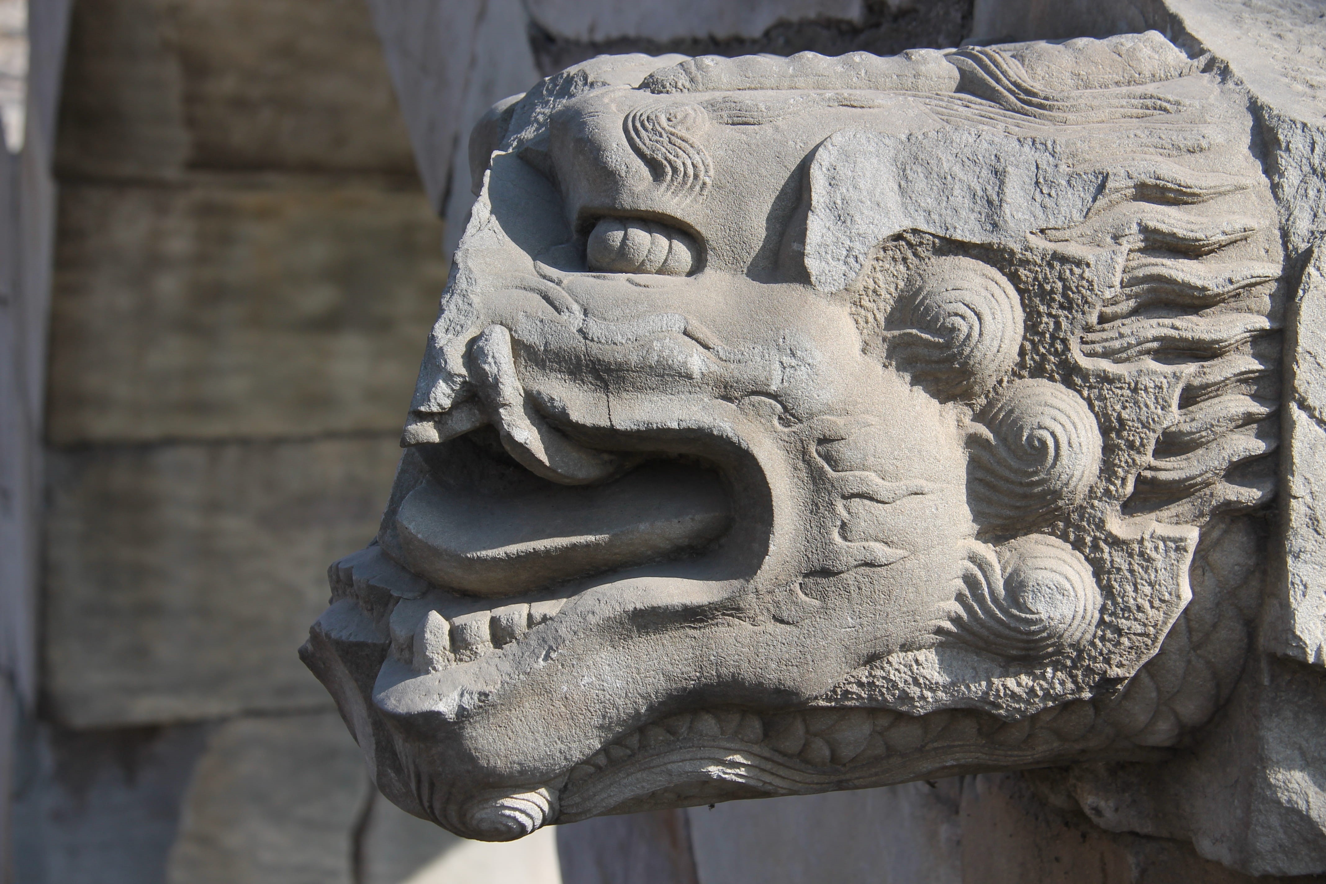 close-up, representation, creativity, religion, outdoors, the old summer palace, 4K, stone gate, chinese ancient architecture, day, building, history, HD Wallpaper