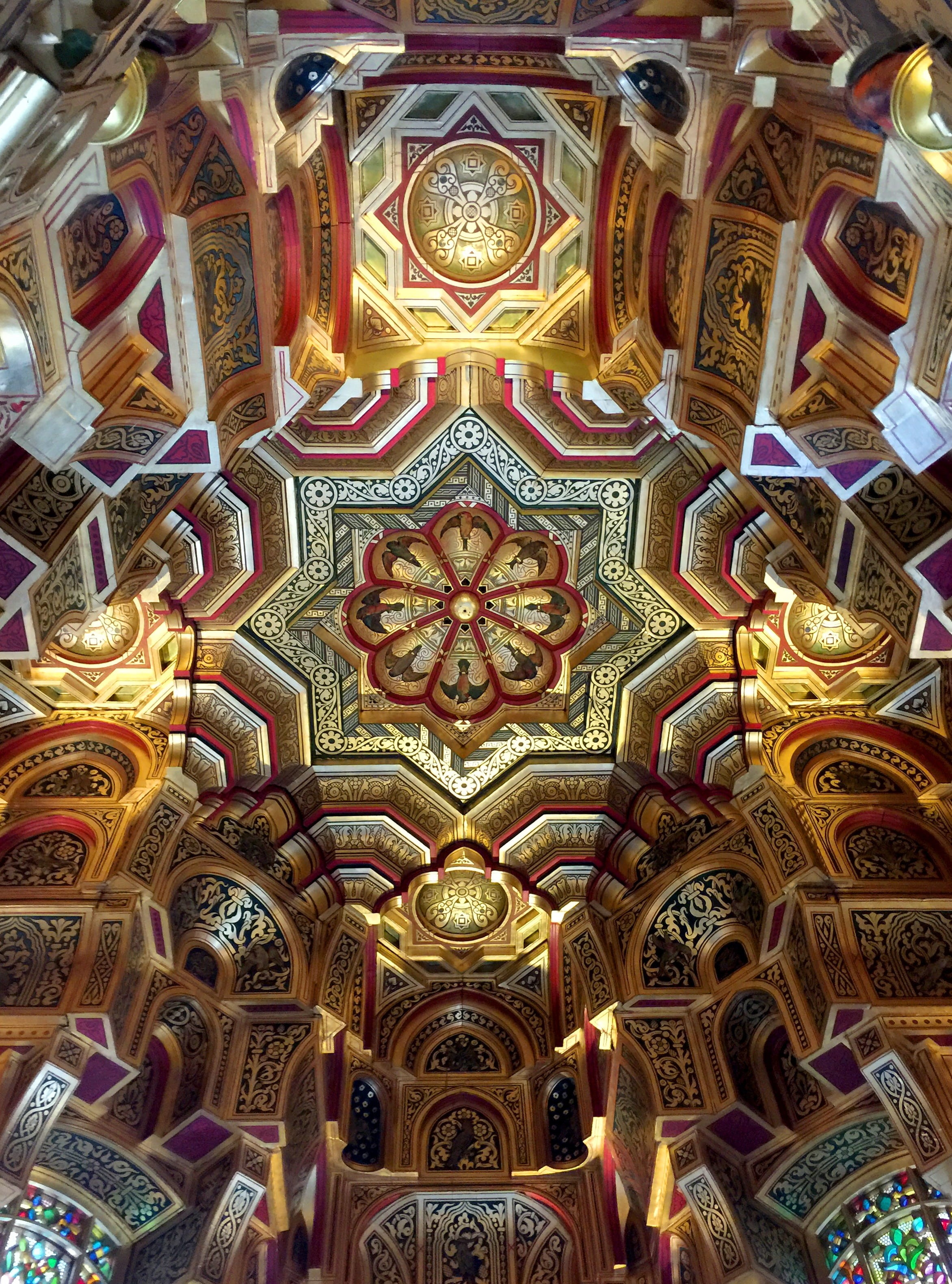 architecture, full frame, creativity, ceiling, multi colored, place of worship, backgrounds, no people, moorish, ornate, spirituality, indoors, building, Phone HD Wallpaper