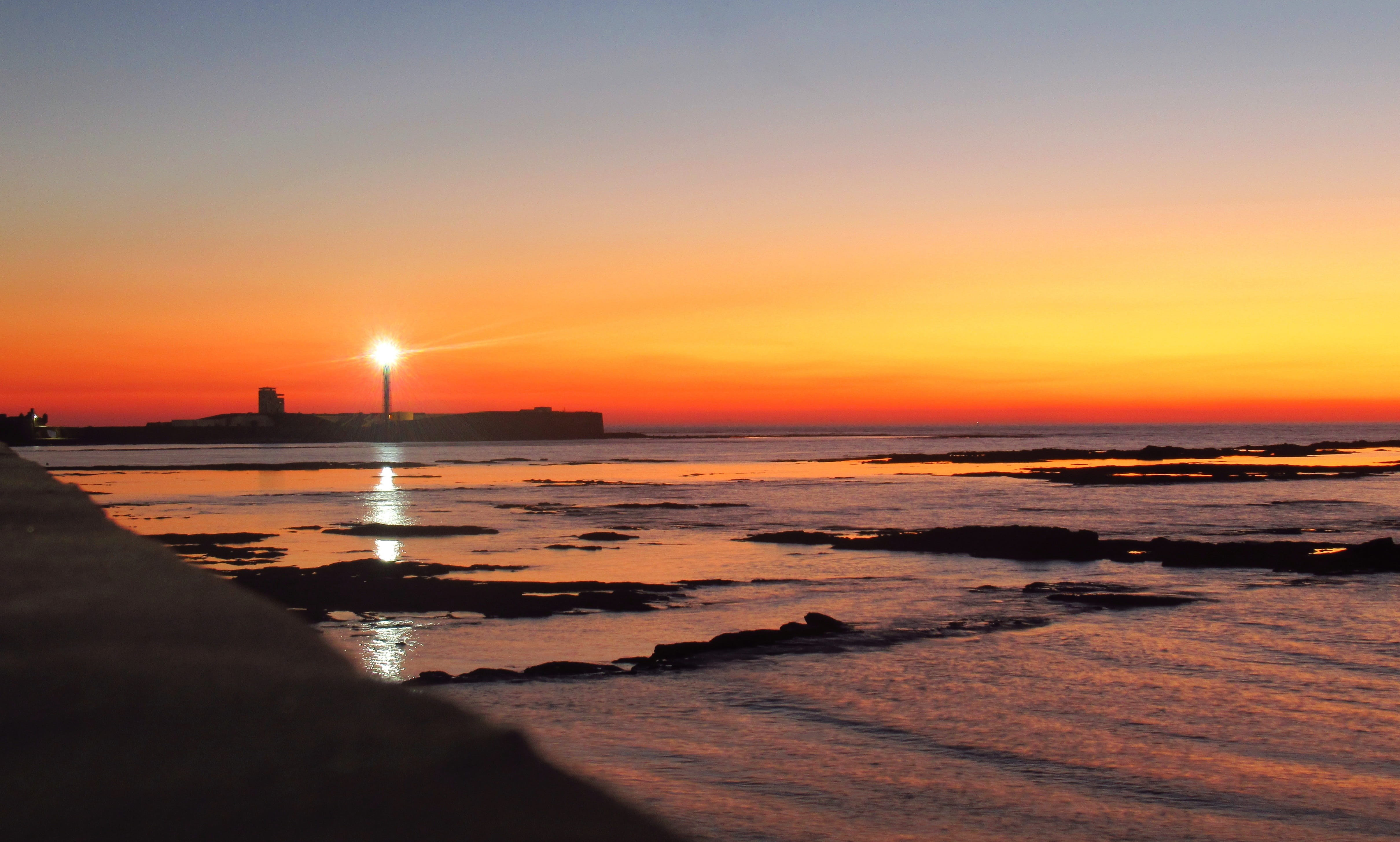 tranquil scene, tide, sunlight, scenics - nature, lighthouse, land, beauty in nature, 4K, nature, horizon over water, no people, reflection, sky, idyllic, HD Wallpaper