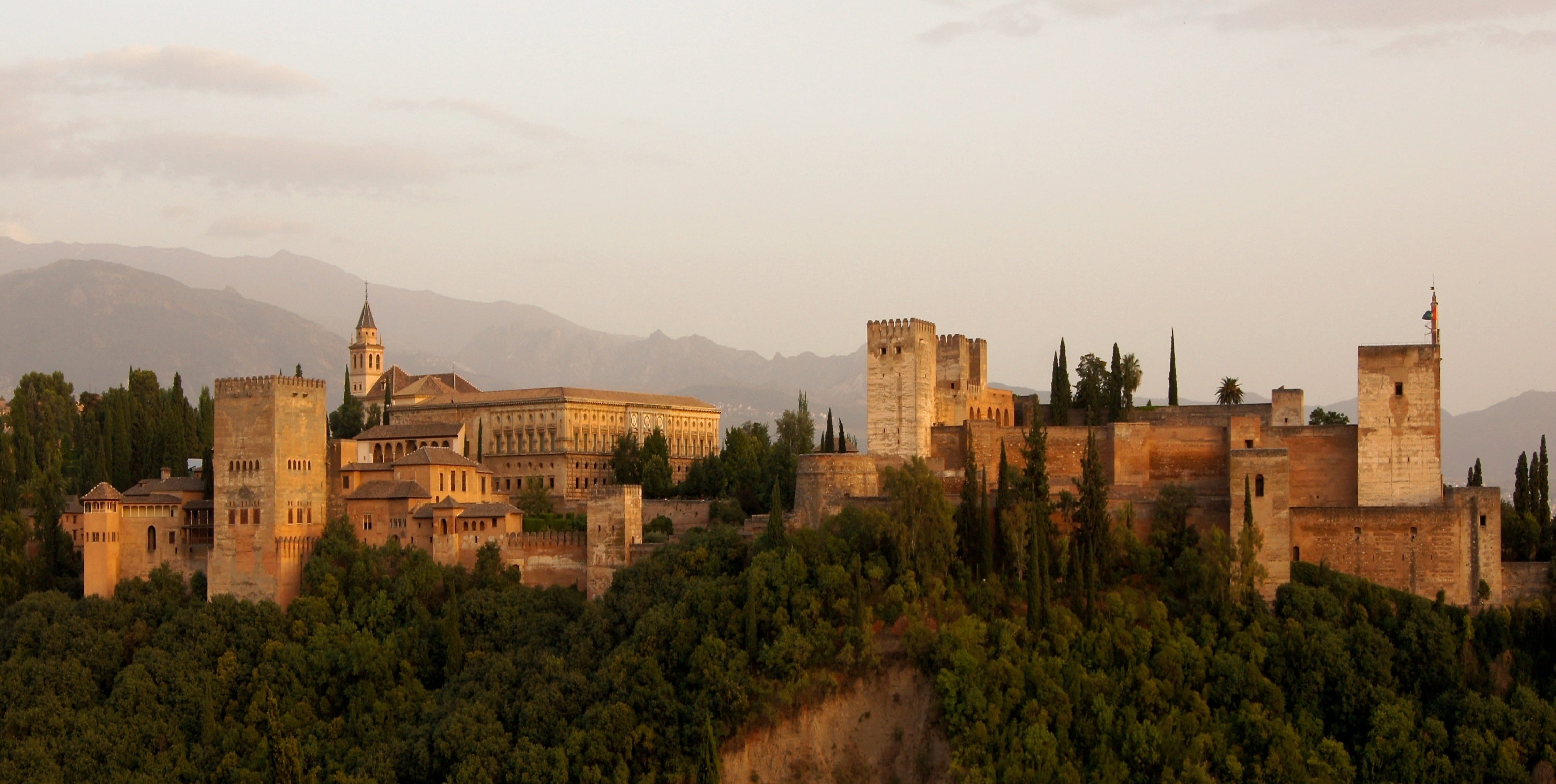 europe, surrounded, photography, architecture, moorish, city, skyscraper, cityscape, landscape, plant, fortress, built structure, tourist attraction, tree, HD Wallpaper