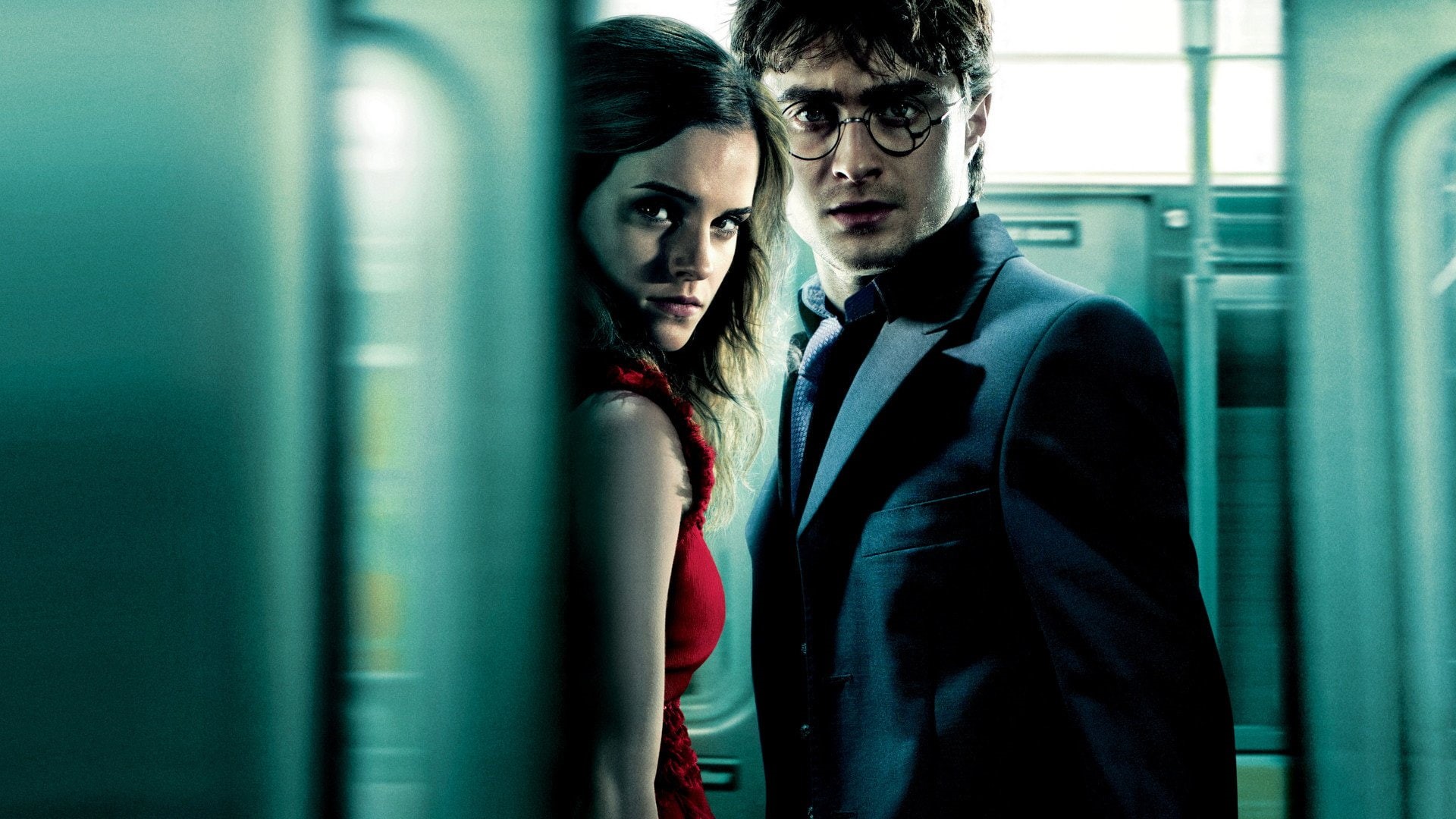 portrait, men, young adult, two people, 1080P, lifestyles, Hermione Granger, glasses, couple - relationship, indoors, Emma Watson, architecture, transportation, HD Wallpaper