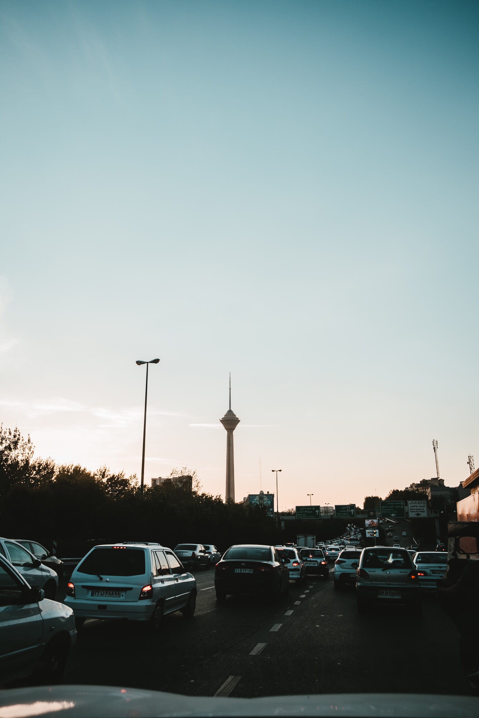 building exterior, street, outdoors, travel, clear sky, road, street light, architecture, city, mode of transportation, land vehicle, nature, traffic, iran, Phone HD Wallpaper