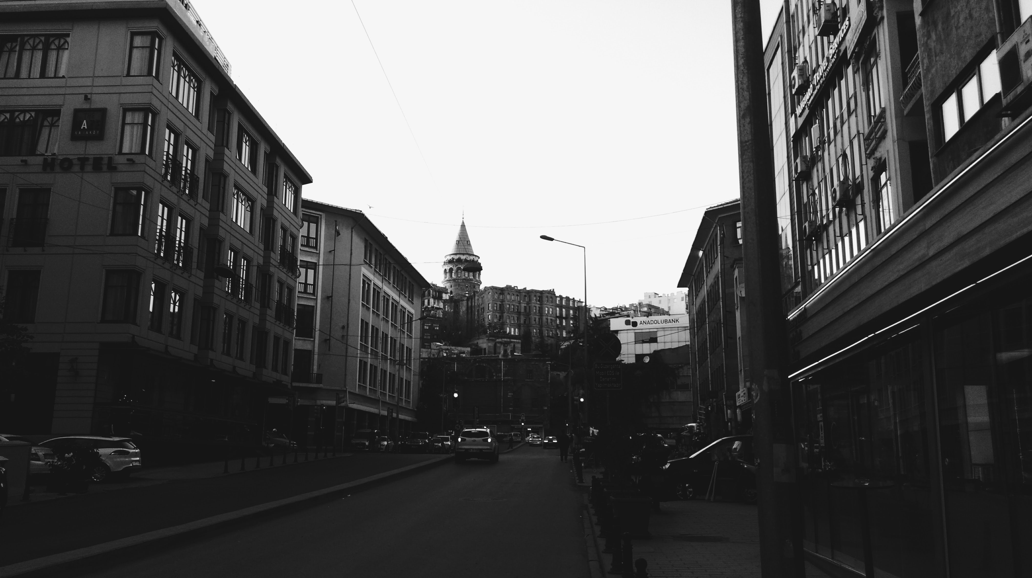 galata, monochrome, karakoi, Istanbul, 4K, Galata Kulesi, HD Wallpaper