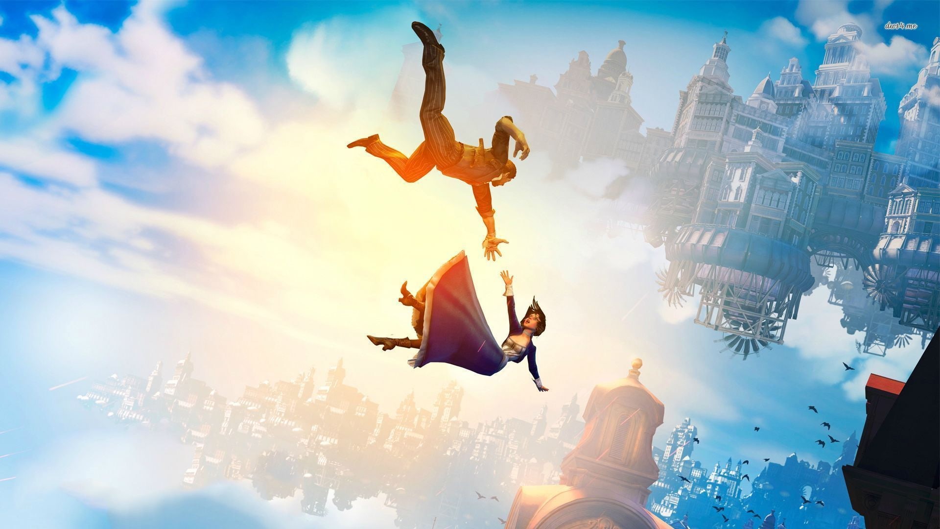 group of people, hand, cloud - sky, crowd, BioShock, BioShock Infinite, outdoors, women, woman, day, people, man, full length, sunlight, digital composite, HD Wallpaper