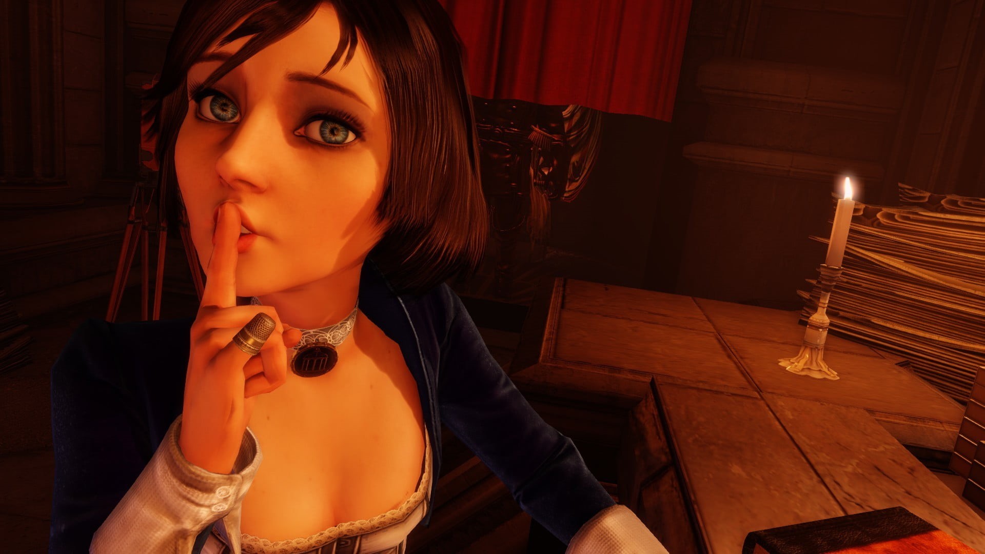 young adult, Elizabeth (BioShock), blue, beauty, adult, portrait, looking at camera, haired, hairstyle, blue eyes, casual clothing, 1080P, lifestyles, HD Wallpaper