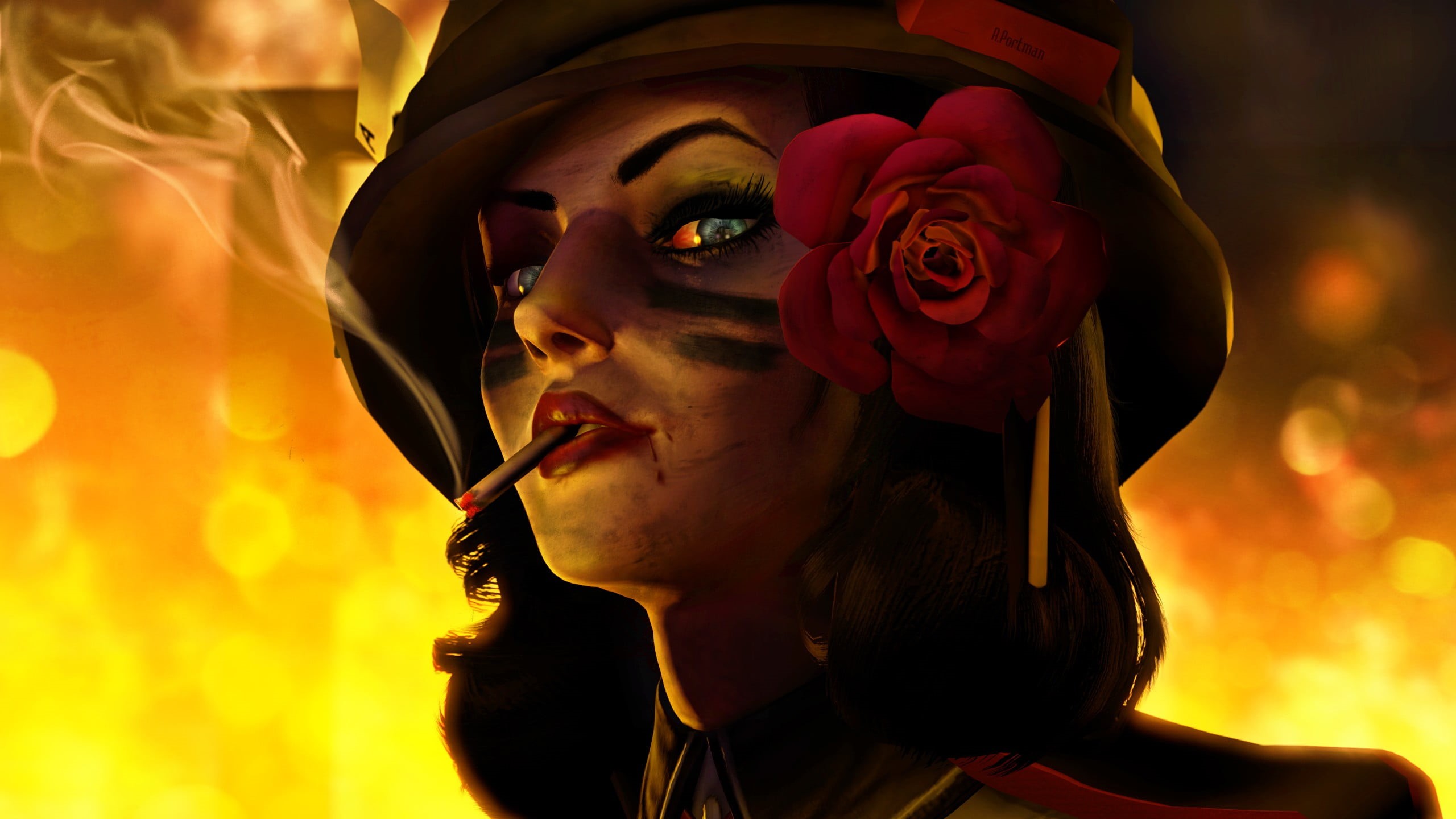 headshot, portrait, BioShock Infinite, young adult, beauty in nature, beauty, headwear, women, flower, close-up, nature, plant, flowering plant, character, HD Wallpaper