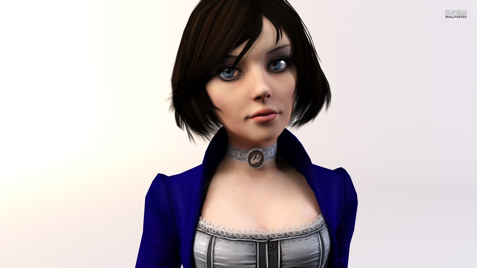 portrait, haired, young women, studio shot, fashion, BioShock, body part, brunette, female, character, headshot, contemplation, looking, video games, beauty, HD Wallpaper