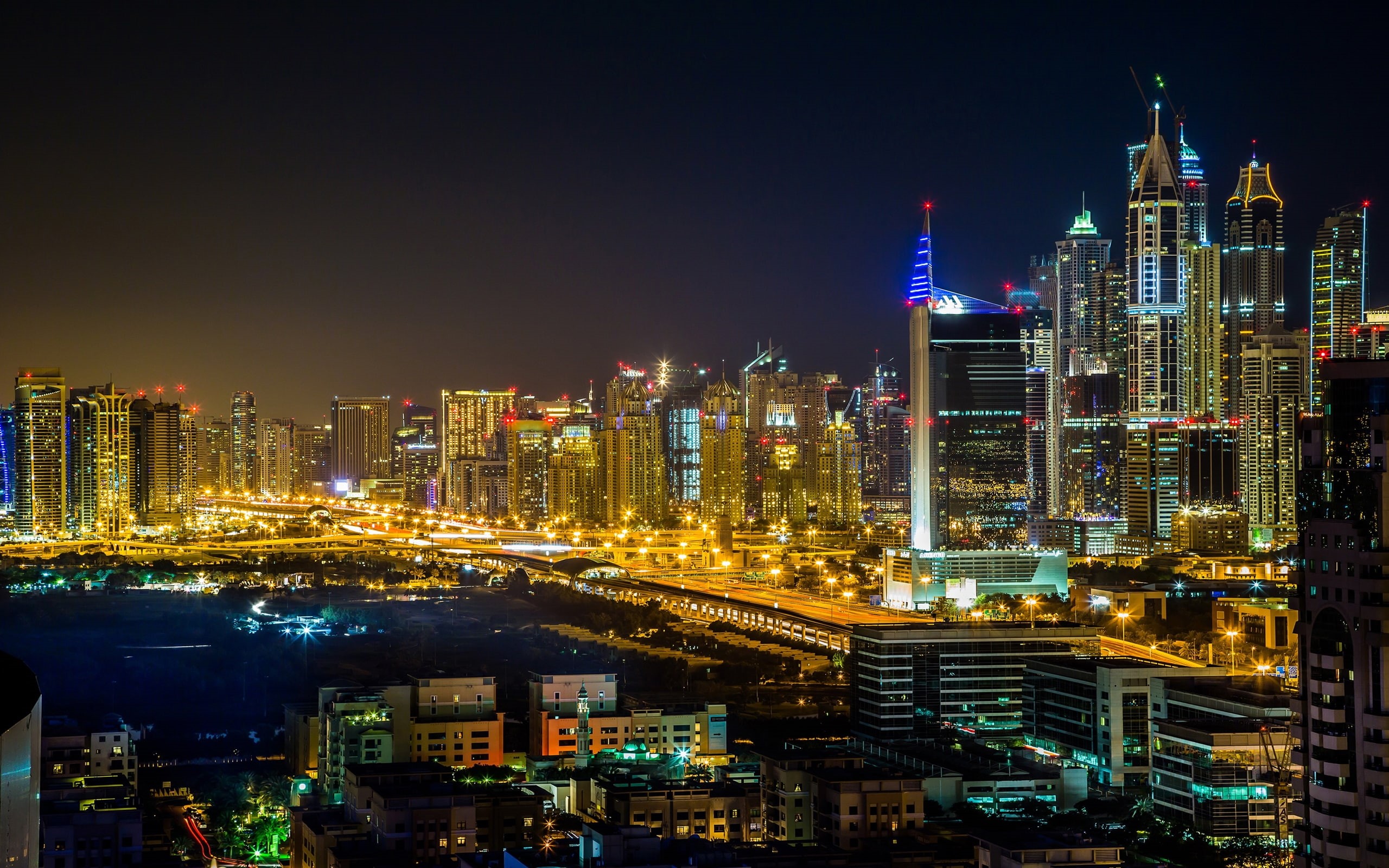 united, houses, dubai, 2K, emirates, cities, arab, megapolis, night, HD Wallpaper