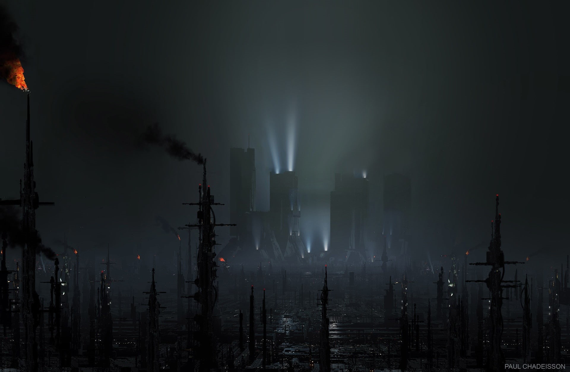 1080P, Black Out 2022, could, BLADE RUNNER 2049, megapolis, torch, HD Wallpaper