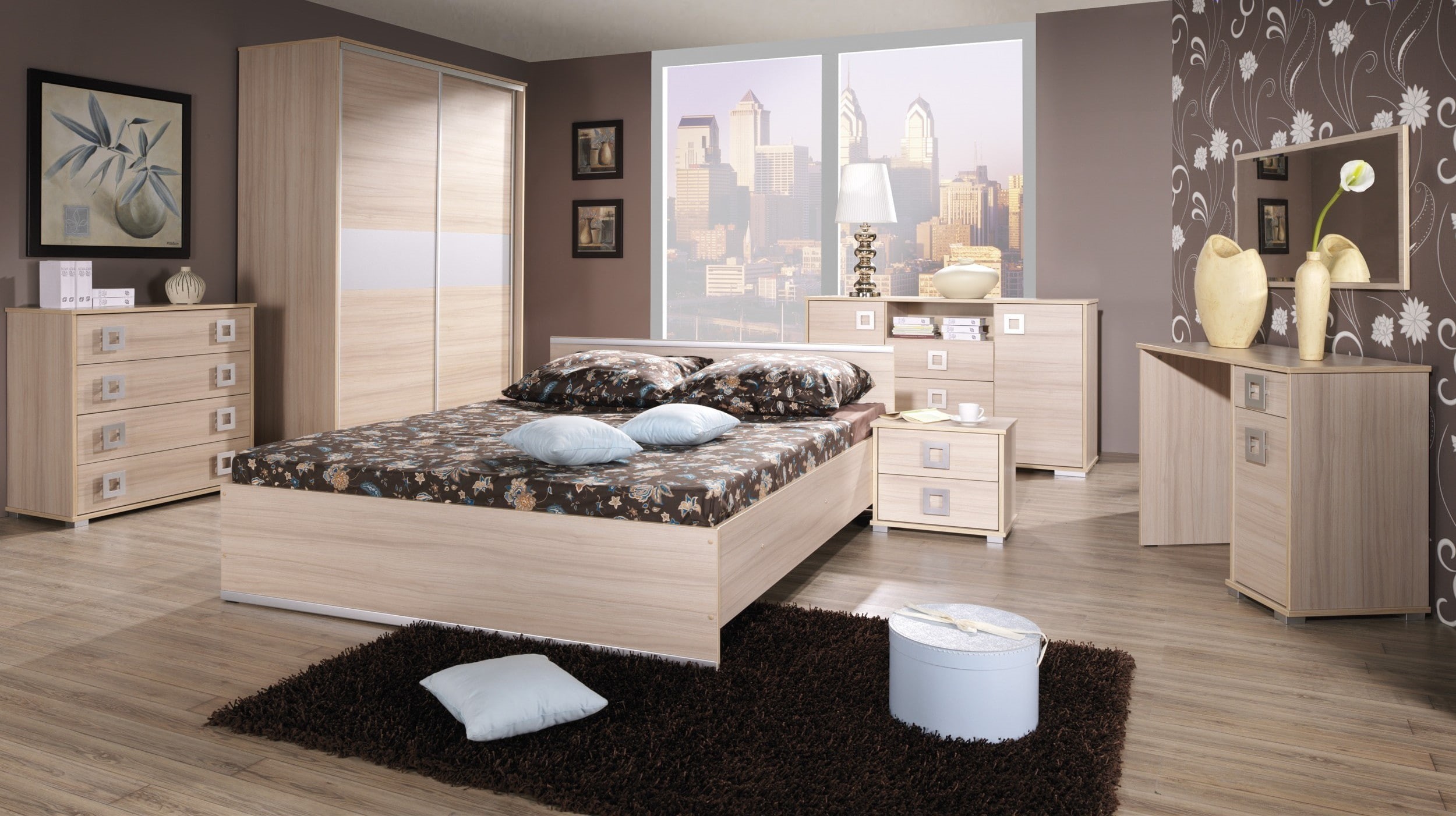 domestic room, mirror, the city, day, 1080P, clean, bedroom, home, design, no people, wooden, wood, indoors, brown, wood - material, wealth, frame, home showcase interior, HD Wallpaper