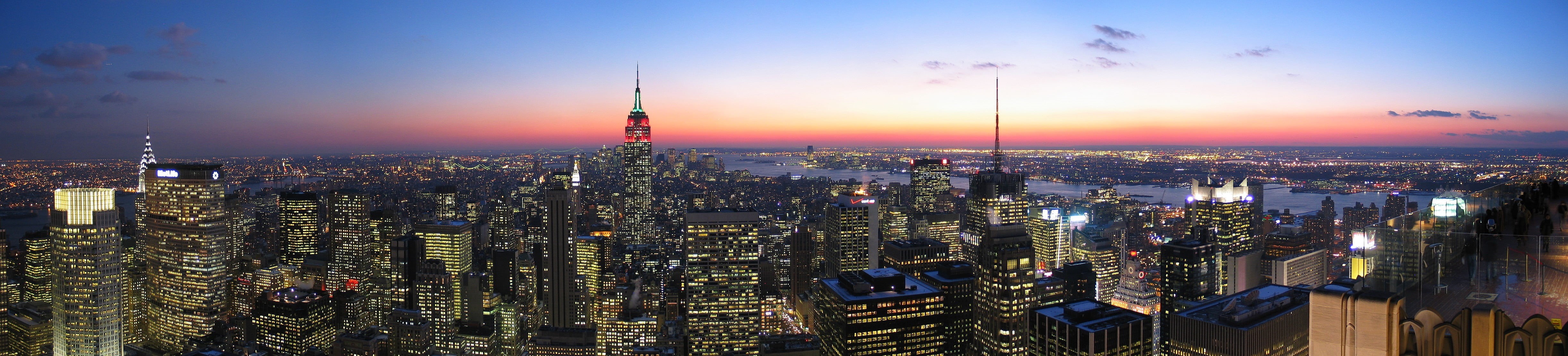 downtown District, high Angle View, New York, Clouds, Panorama, architecture, Empire State Building, Megapolis, financial District, dusk, urban Scene, built Structure, HD Wallpaper