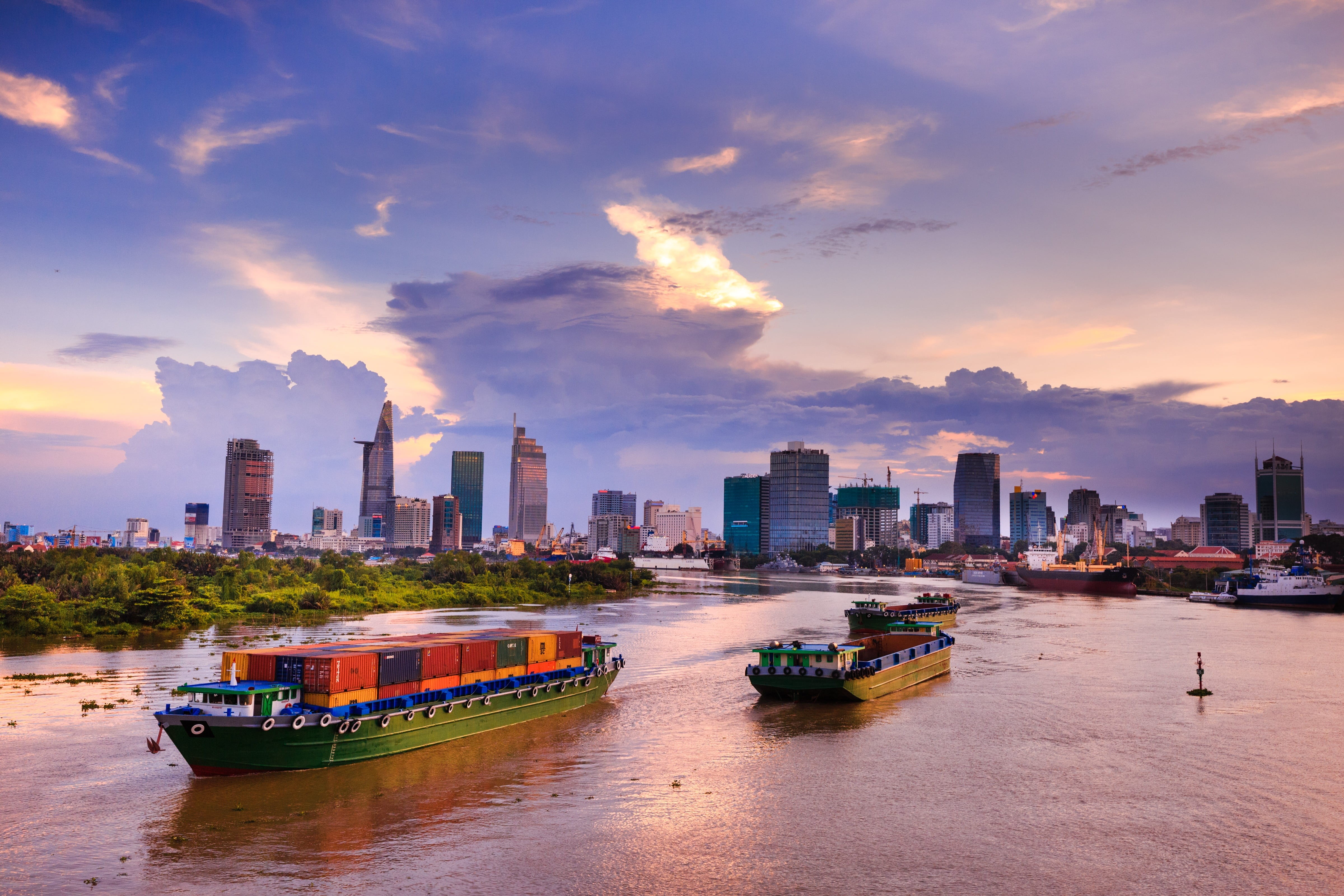 business, water, exterior, mode of transportation, landscape, vietnam, building exterior, ship, center, gray, cultural, the city center, urban, cityscape, HD Wallpaper