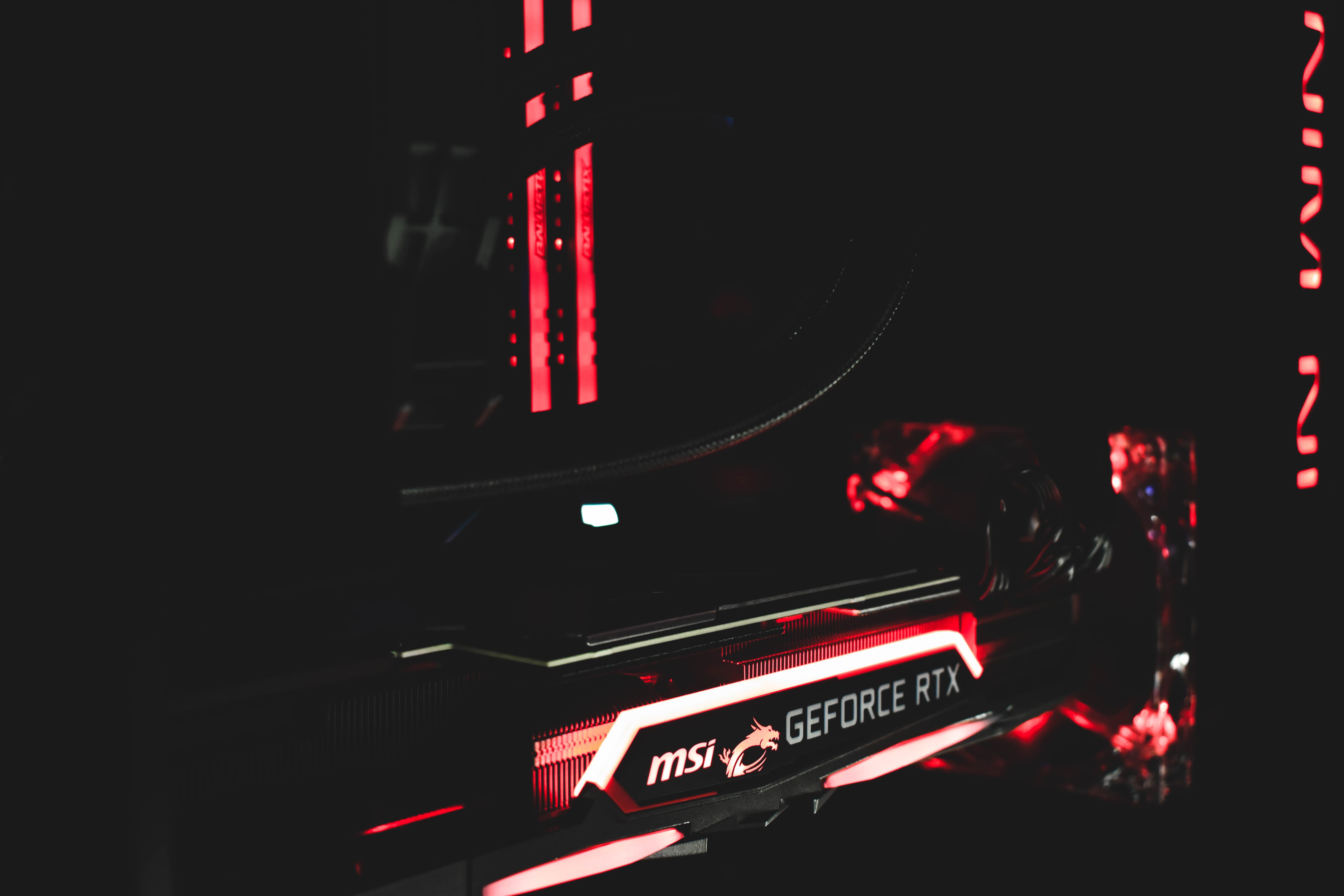 text, transportation, equipment, illuminated, close-up, number, mode of transportation, technology, 5K, red, indoors, card, dark, geforce, western script, HD Wallpaper