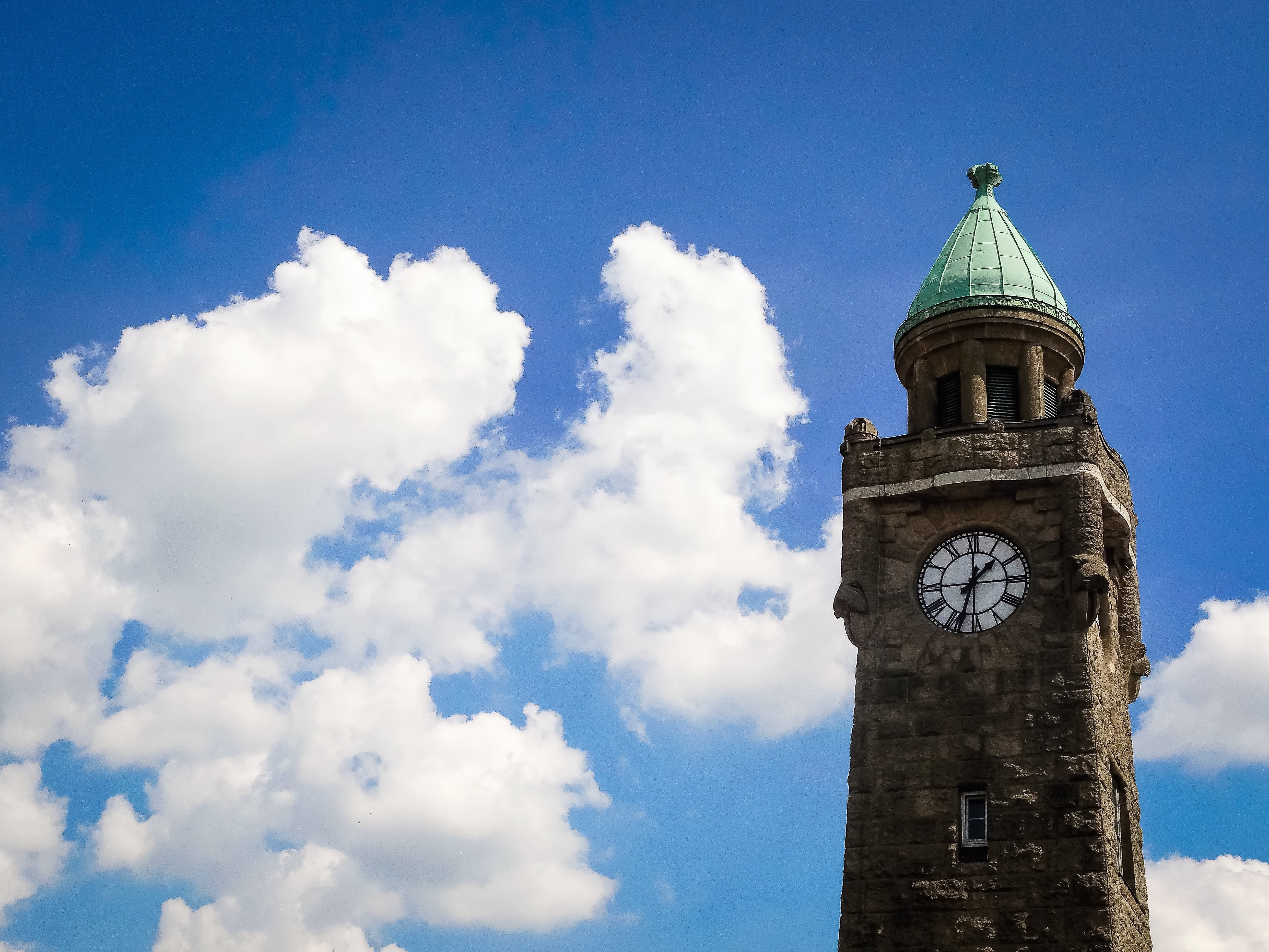 the past, bell Tower - Tower, spire, europe, tower, old, clock face, nature, hamburg, 5K, built Structure, outdoors, famous Place, blue, tall - high, sky, HD Wallpaper
