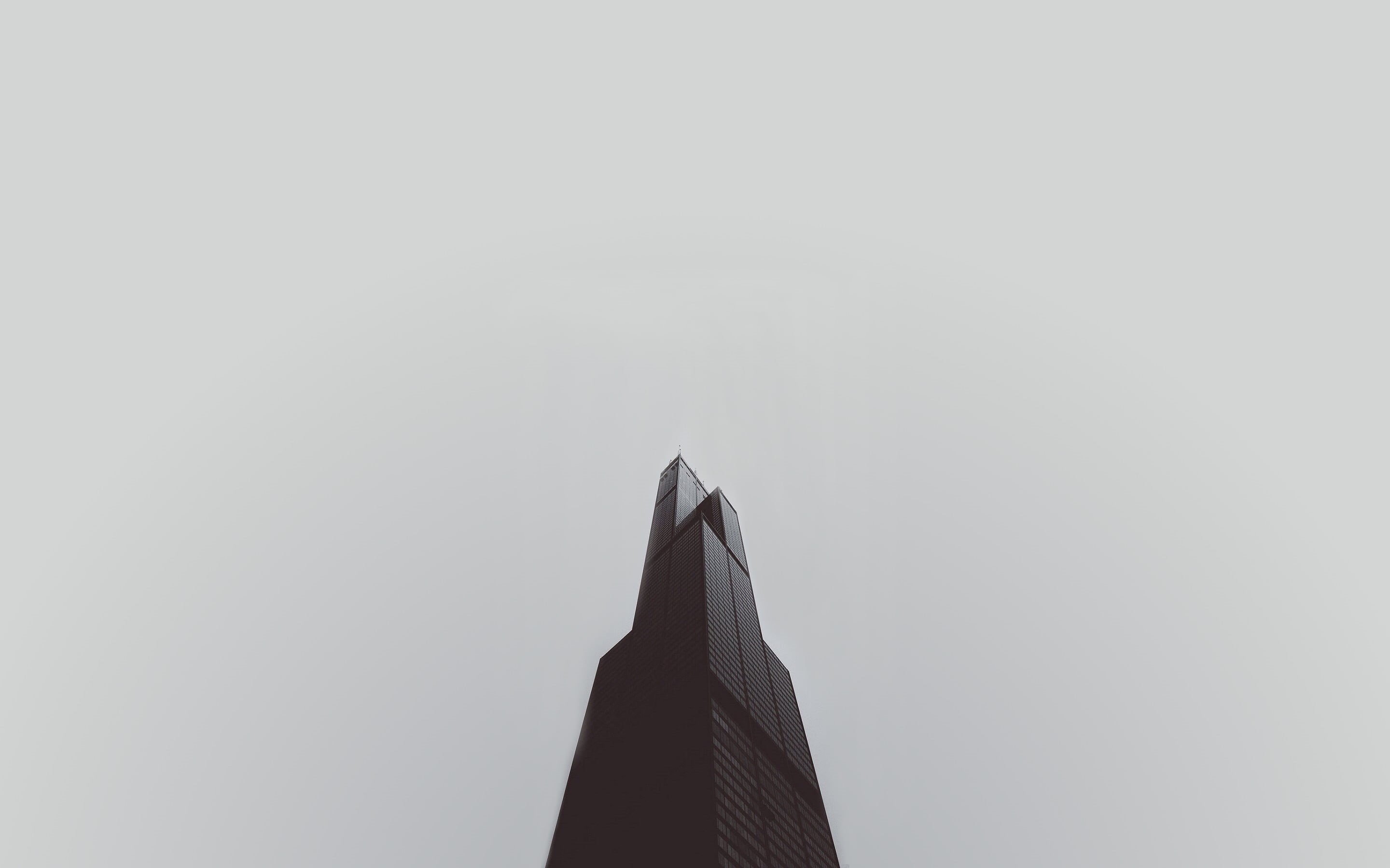 Sears Tower, creativity, 2K, building exterior, copy space, nature, no people, low angle view, clear sky, Willis Tower, studio shot, minimalism, day, shape, HD Wallpaper