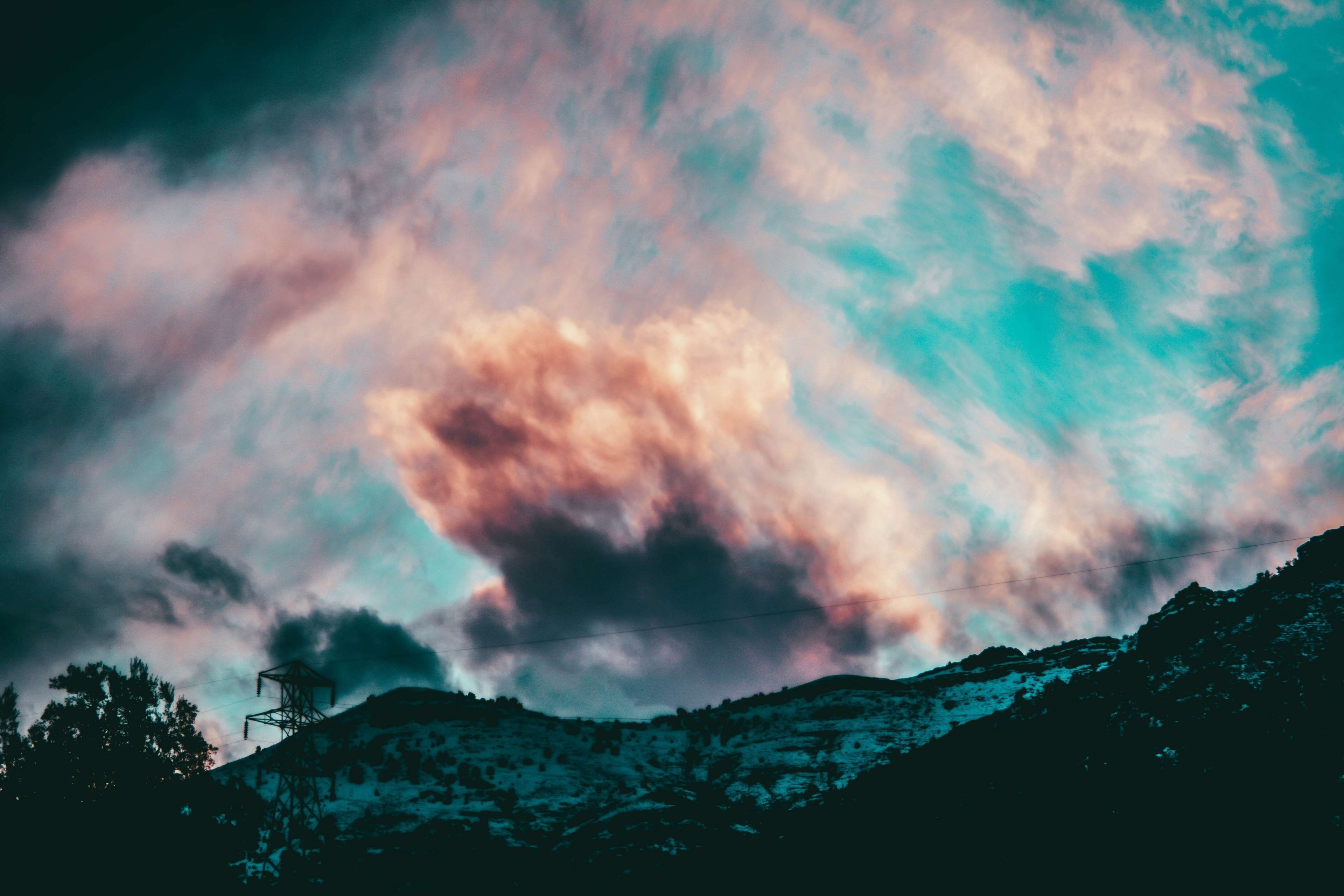 scenics - nature, mountain range, warm, beauty in nature, light, nature, landscape, horizon, blue sky clouds, power in nature, low angle view, sky clouds, HD Wallpaper