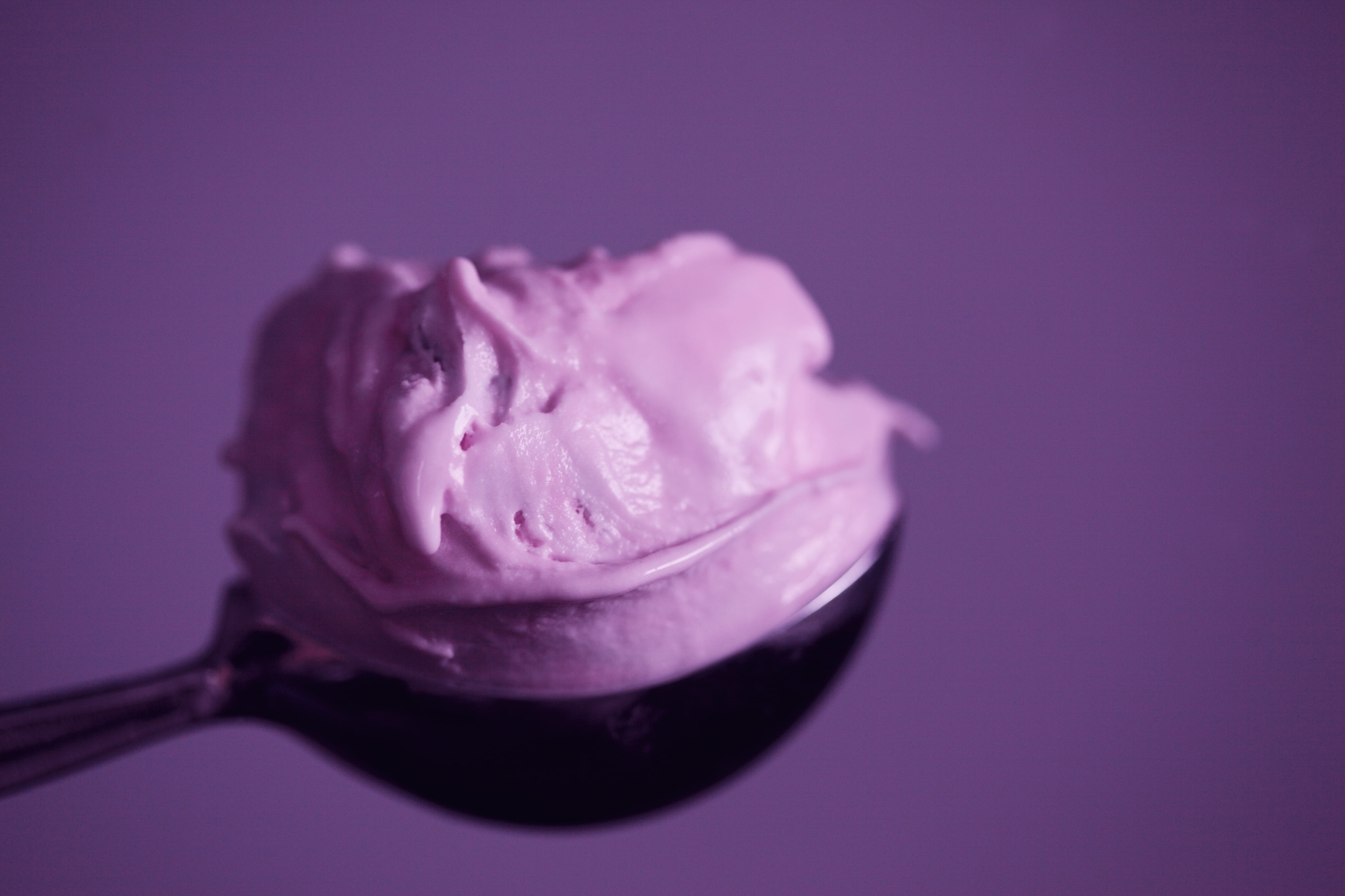 indoors, sweet, indulgence, kitchen utensil, color, black, close-up, 5K, refreshment, dairy product, food, colour, cream, no people, purple, purple background, HD Wallpaper