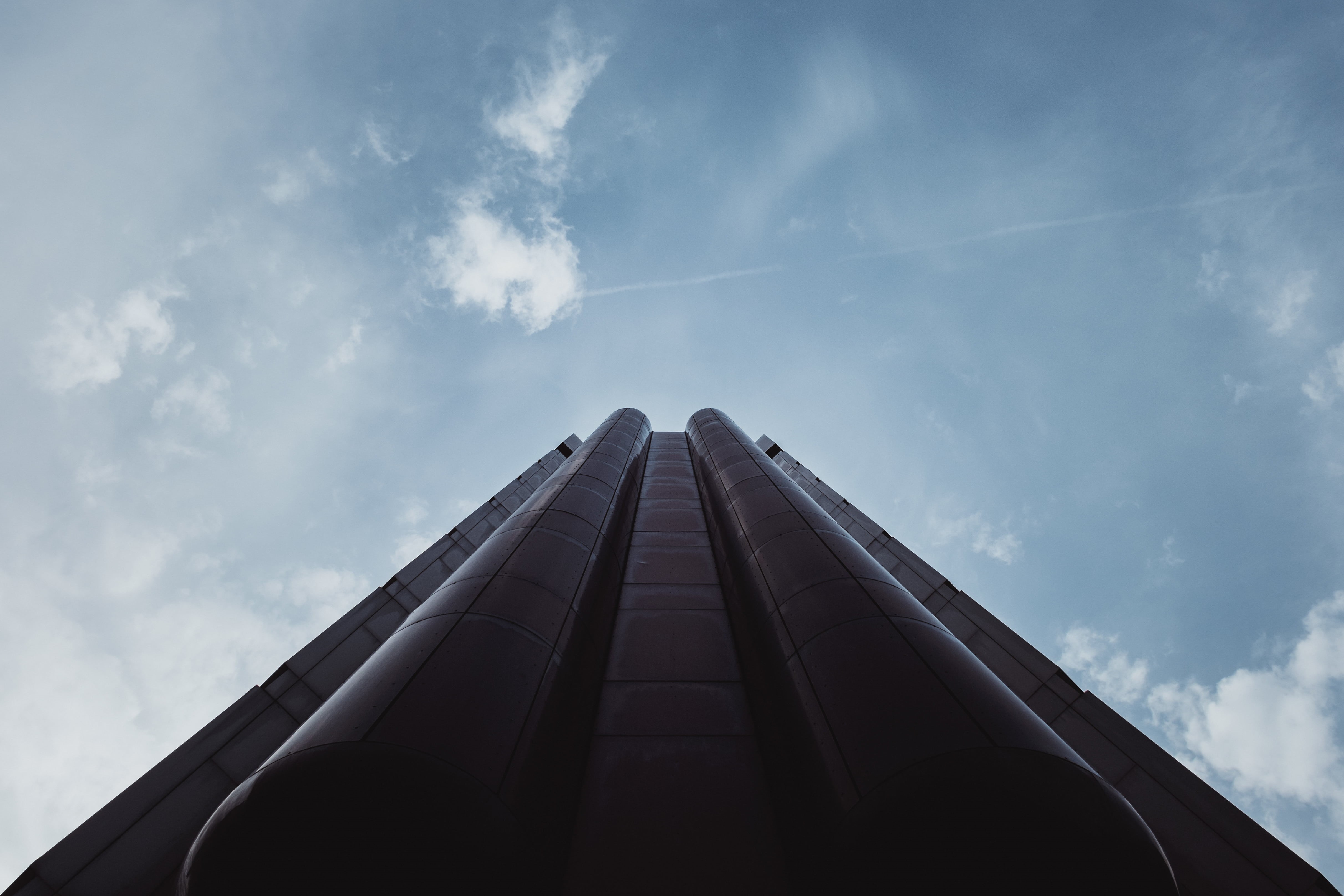 establishment, travel, no people, view, industry, pollution, worm, tower, city, architecture, cloud - sky, 4K, black, high, low angle view, transportation, HD Wallpaper
