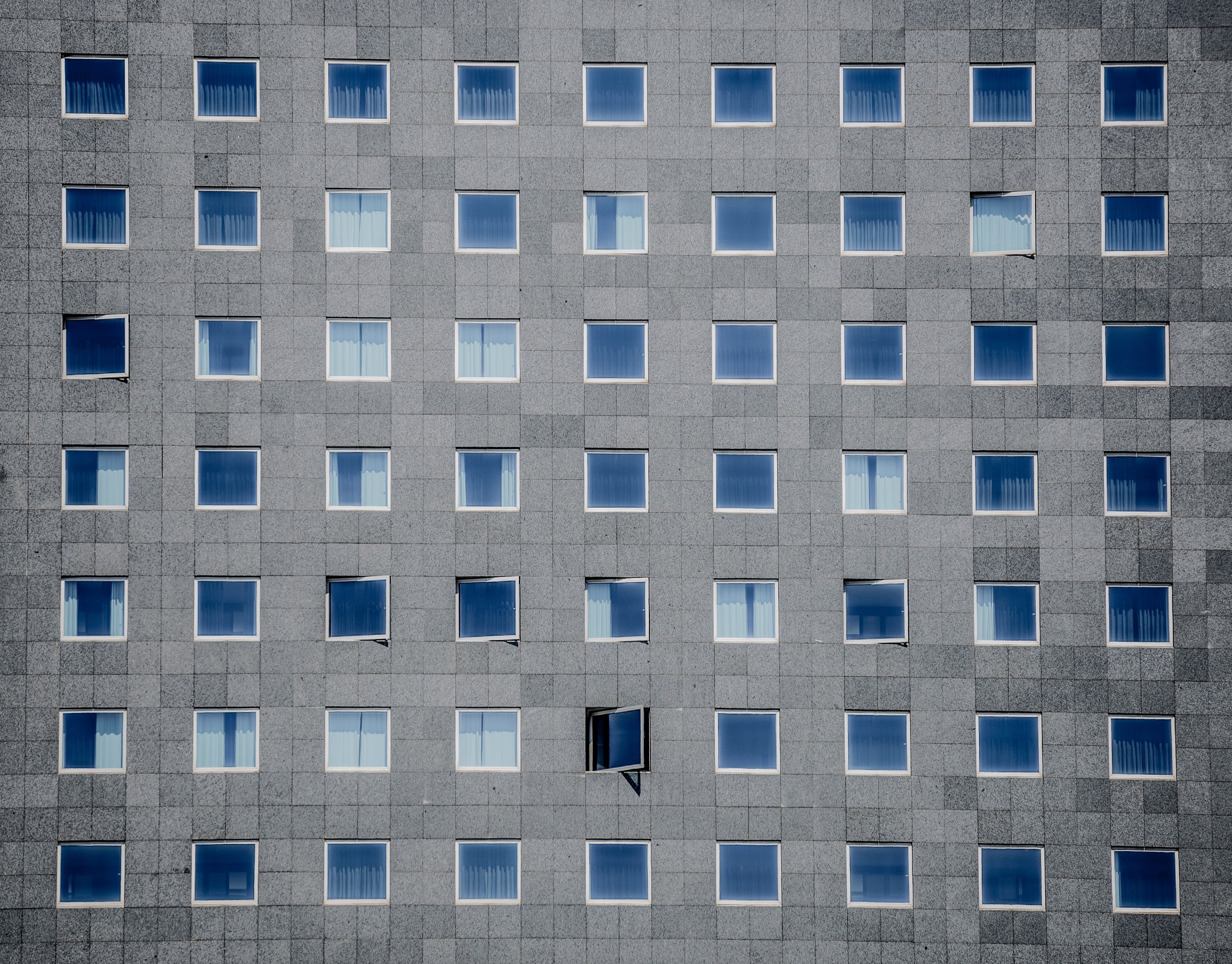 geometric shape, full frame, apartment, luxury, 2K, backgrounds, construction Industry, shape, building feature, city, housing development, pattern, blue, HD Wallpaper