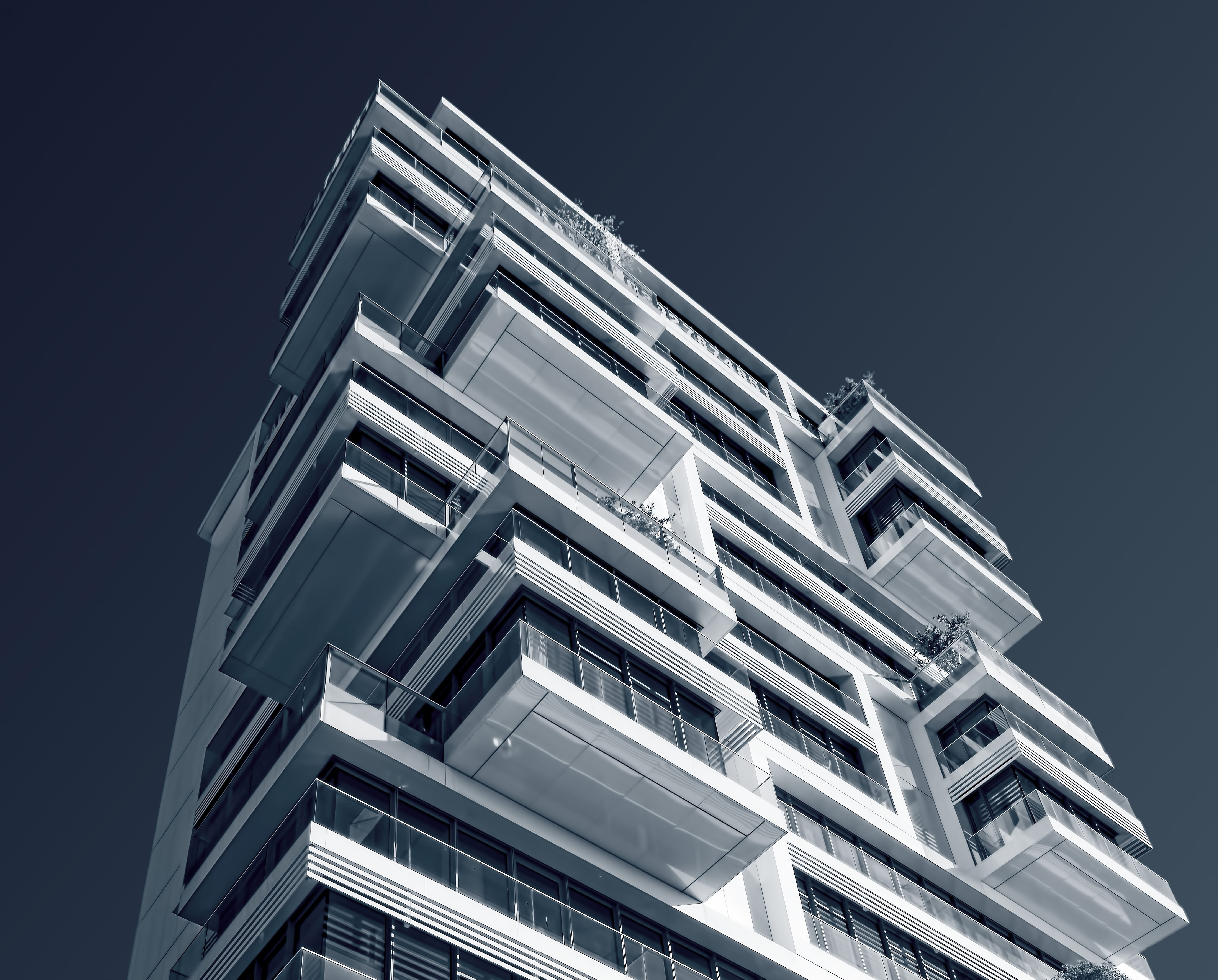 condominium, downtown, apartment exterior, repetition, modern, low angle view, copy space, pattern, night, office building exterior, apartment, city, nature, HD Wallpaper