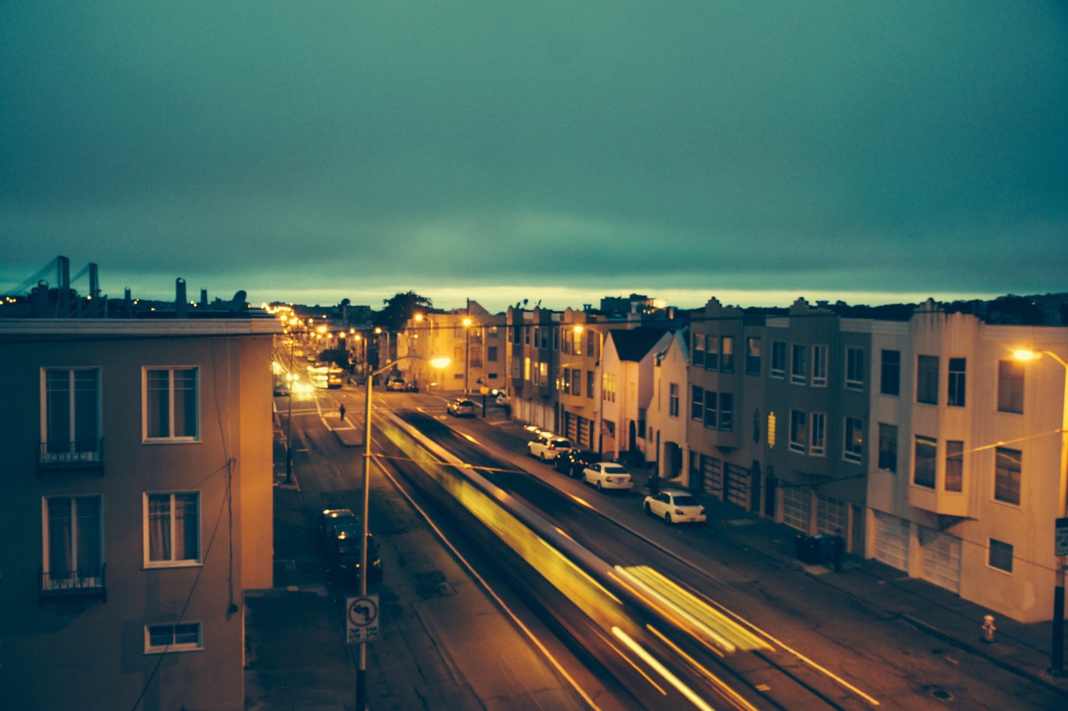 light, car, evening, nature, horizon, residential area, building exterior, city life, city, sky, night, street, architecture, cloud - sky, no people, 1080P, HD Wallpaper