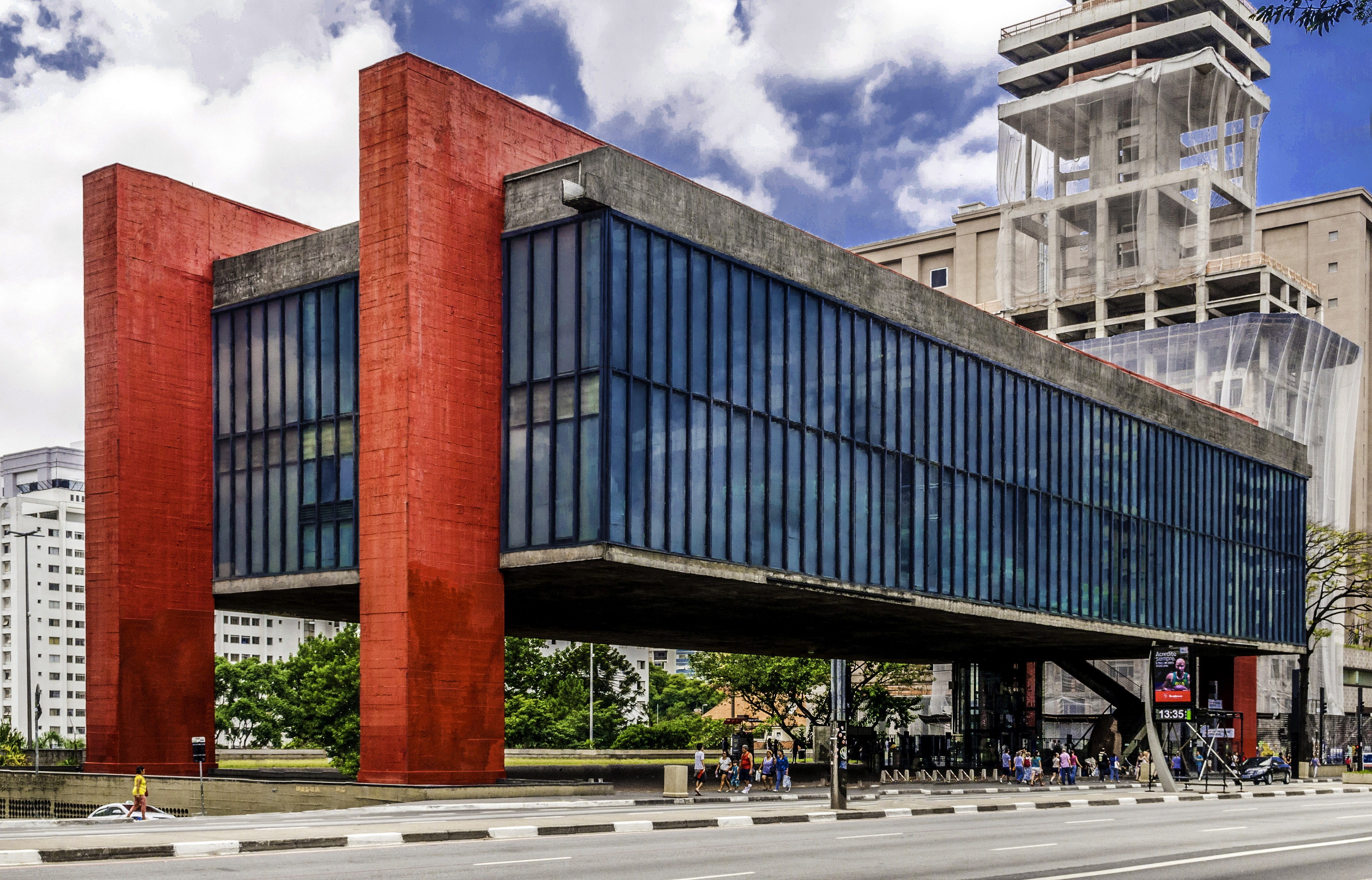 road, Brazil, cloud - sky, group of people, day, outdoors, o, nature, São Paulo Museum of Art, modern, city, people, s, street, art, architecture, real people, HD Wallpaper