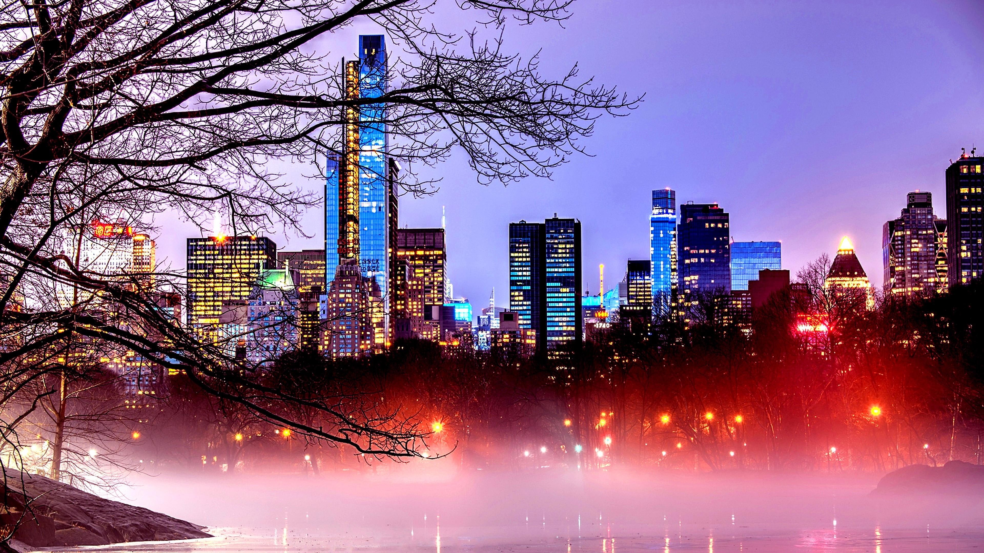 urban area, metropolitan area, united states, evening, metropolis, new york city, usa, city, cityscape, tower block, landmark, central park, manhattan, HD Wallpaper