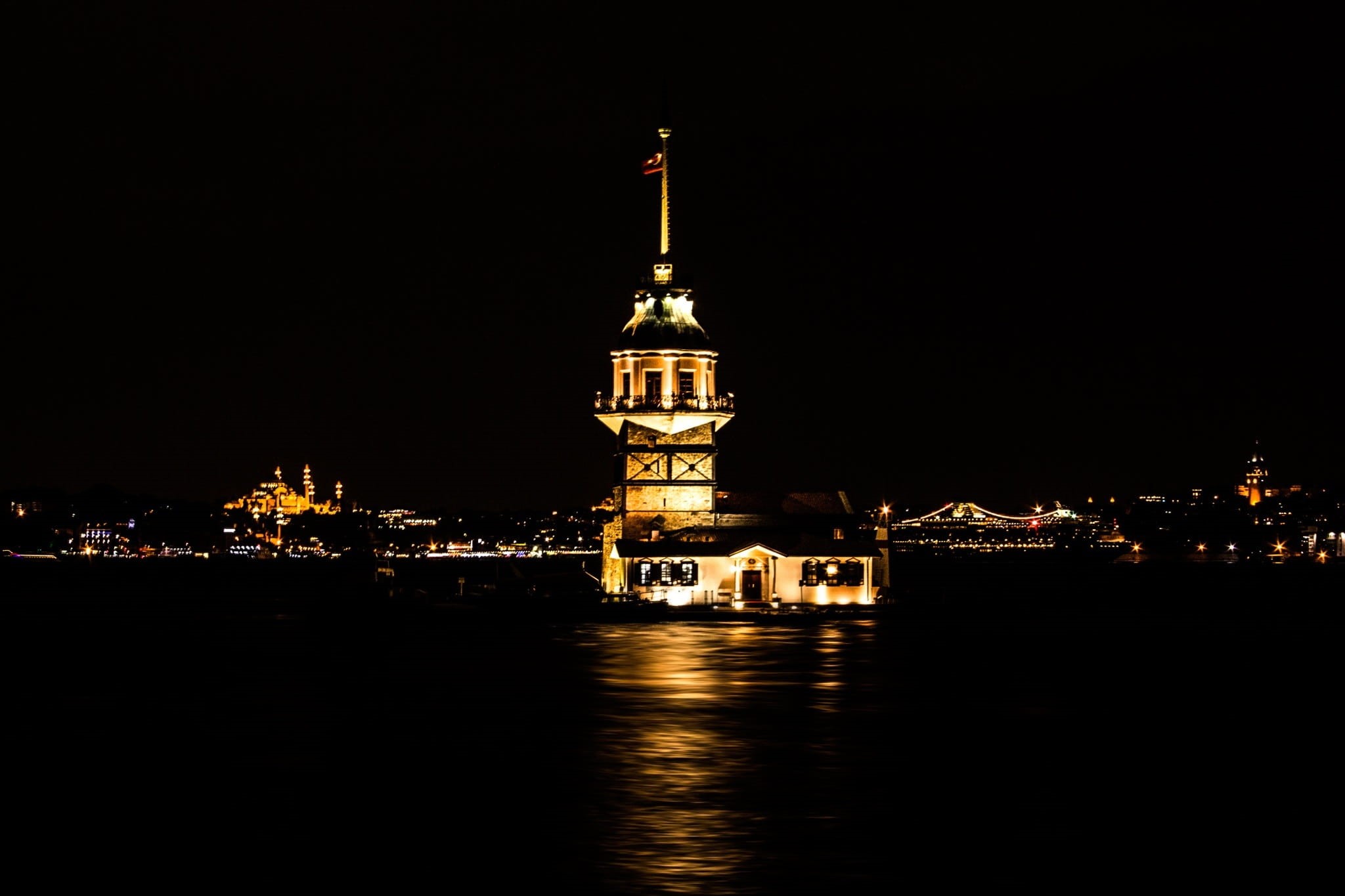 outdoors, tourism, sky, travel destinations, natural turkey, house, turkey, Ship, tower, light, architecture, long exposure, travel, üsküdar, 1080P, Beautiful, HD Wallpaper