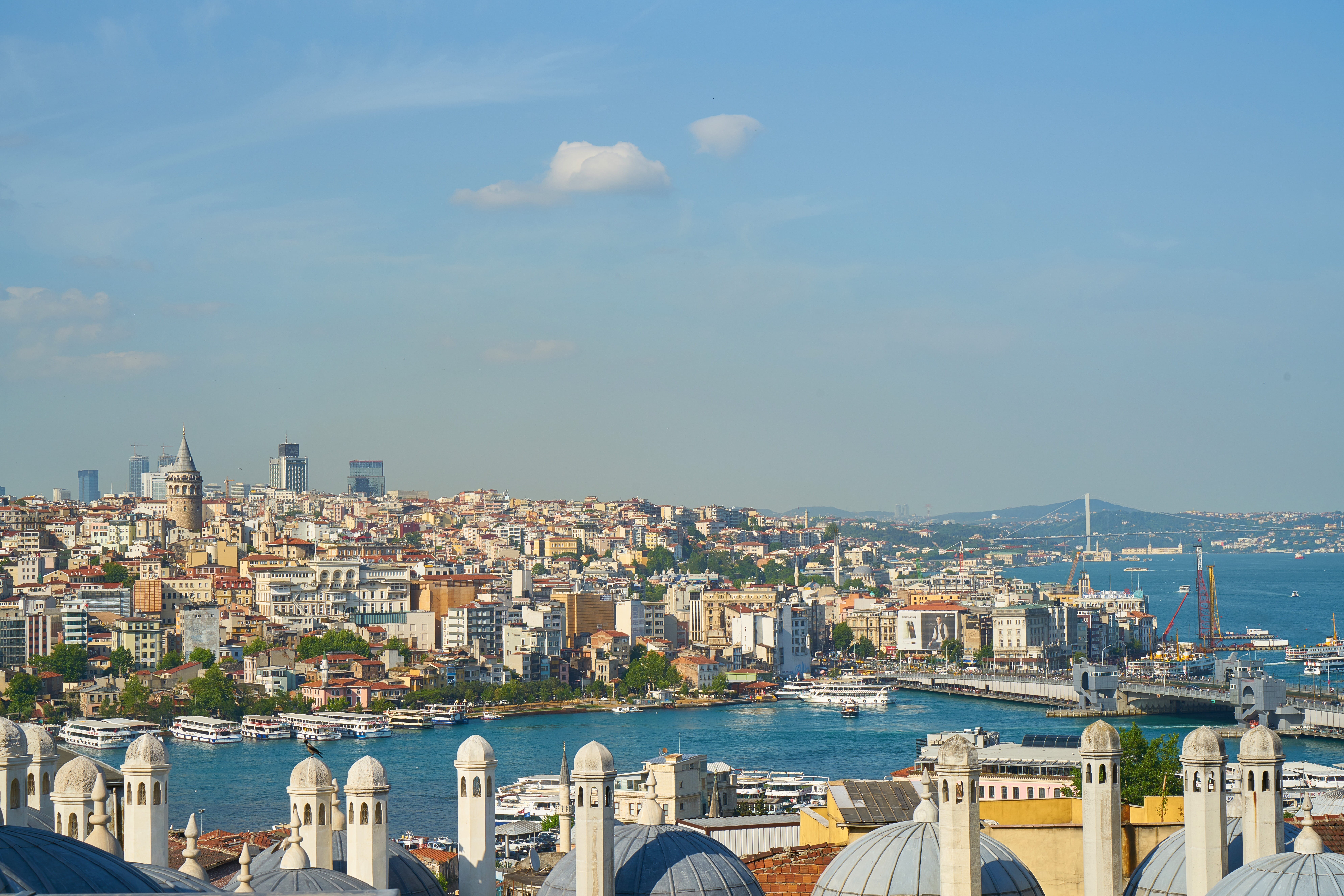 galata, nature, throat, city ​​center, beyoğlu, mode of transportation, sailboat, peace, sea, perspective, clouds, building exterior, ship, high, süleymaniye, HD Wallpaper