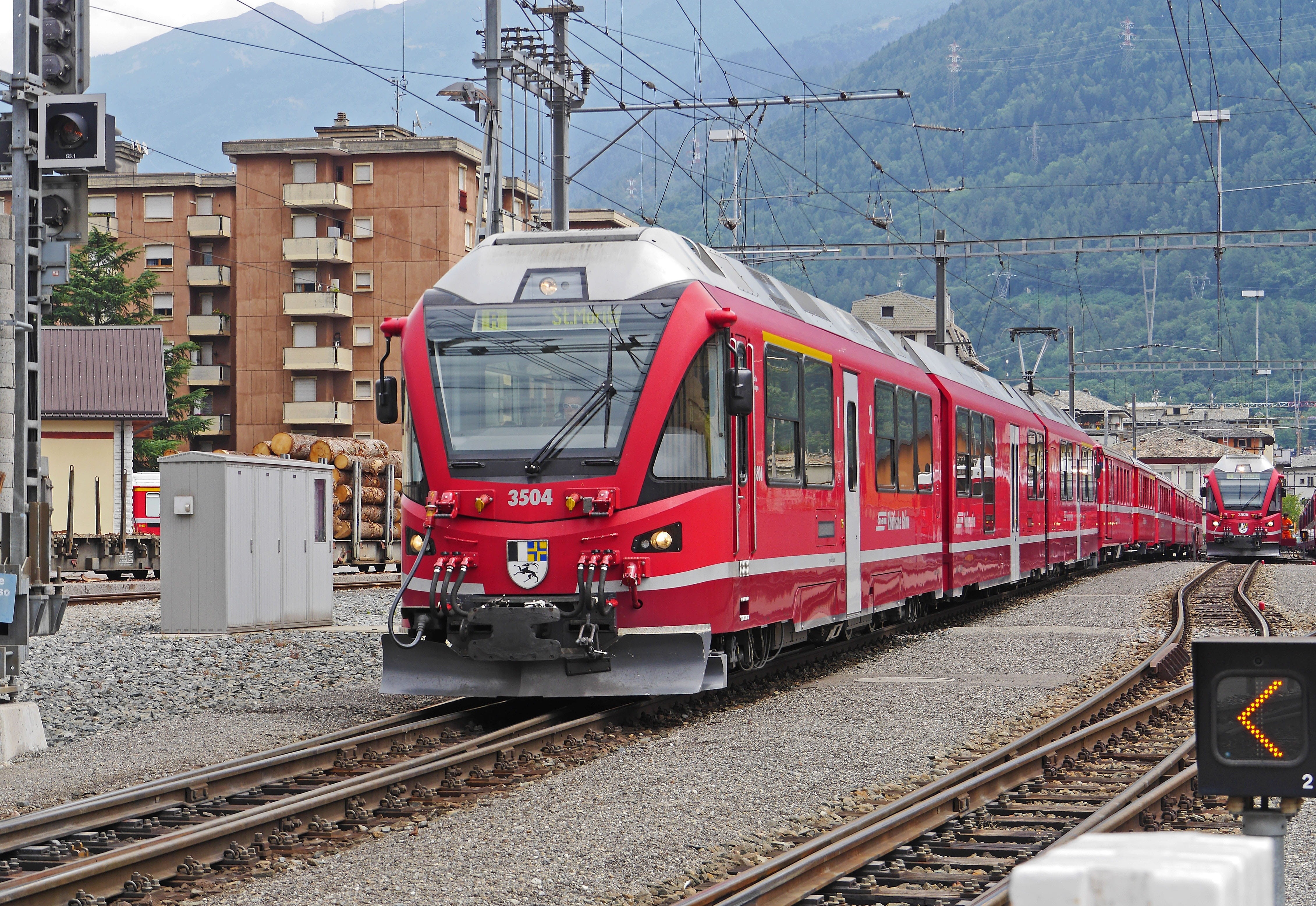 mode of Transport, bernina railway, land vehicle, building exterior, electricity, public transportation, mode of transportation, railroad Station Platform, HD Wallpaper