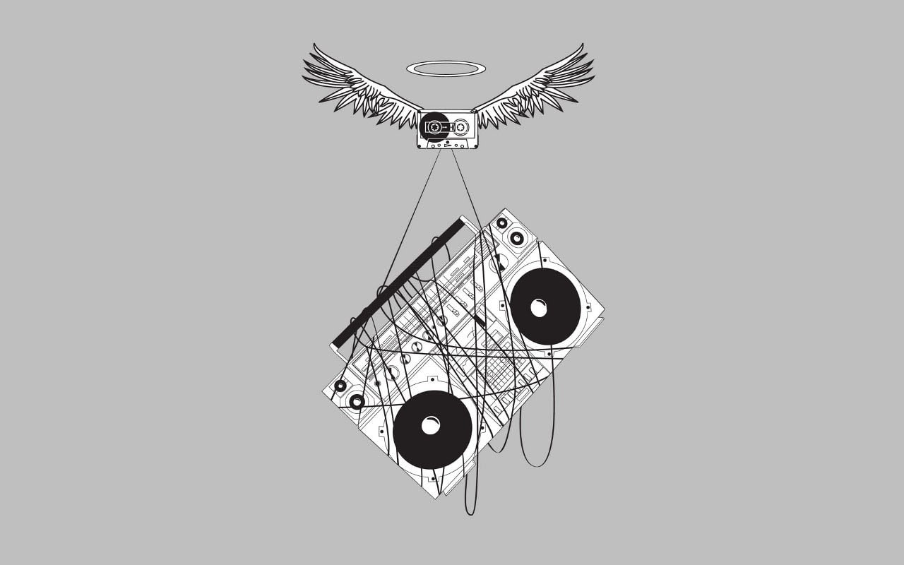 boombox, wings, cassette, hd, music, gray, tape, grey, 720P, HD Wallpaper