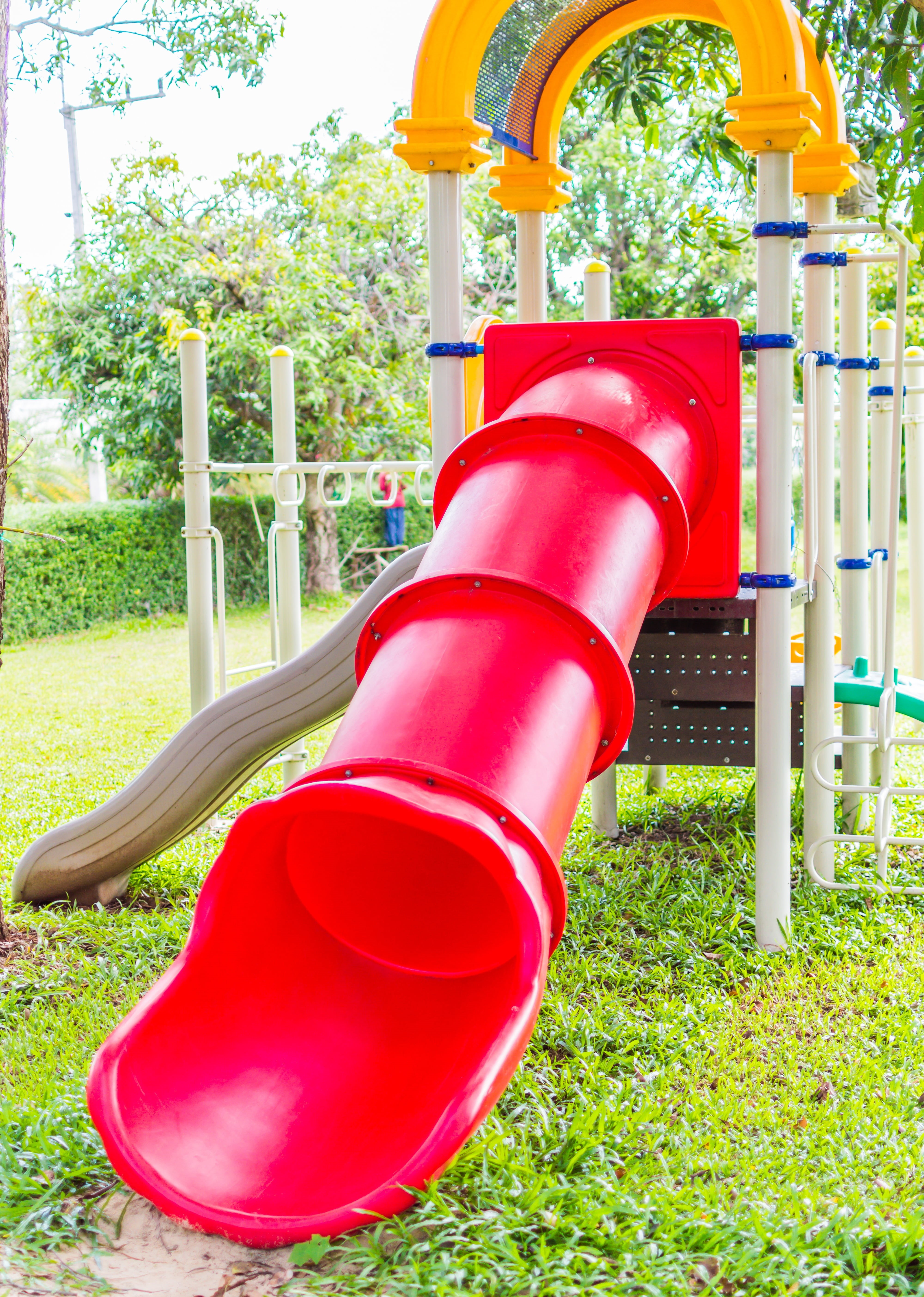 kid, child, outdoor play equipment, slide, metal, outside, outdoor, equipment, plant, toy, park - man made space, fun, background, summer, outdoors, slide - play equipment, Phone HD Wallpaper