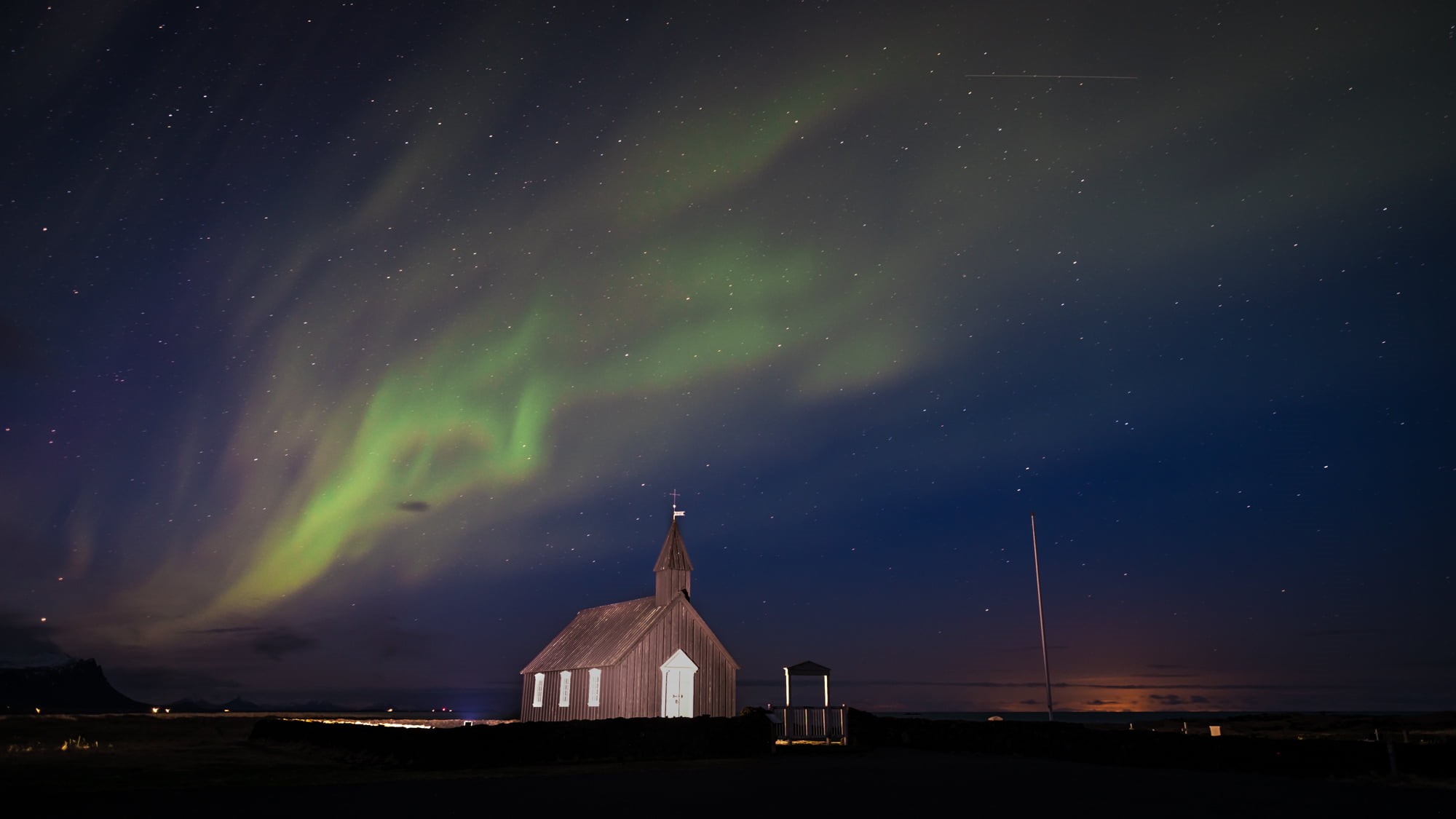 star - Space, aurora borealis, Iceland, stars, space, church, borealis, sky, Travel photography, 1080P, dark, astronomy, aurora, nature, milky Way, landscape, HD Wallpaper