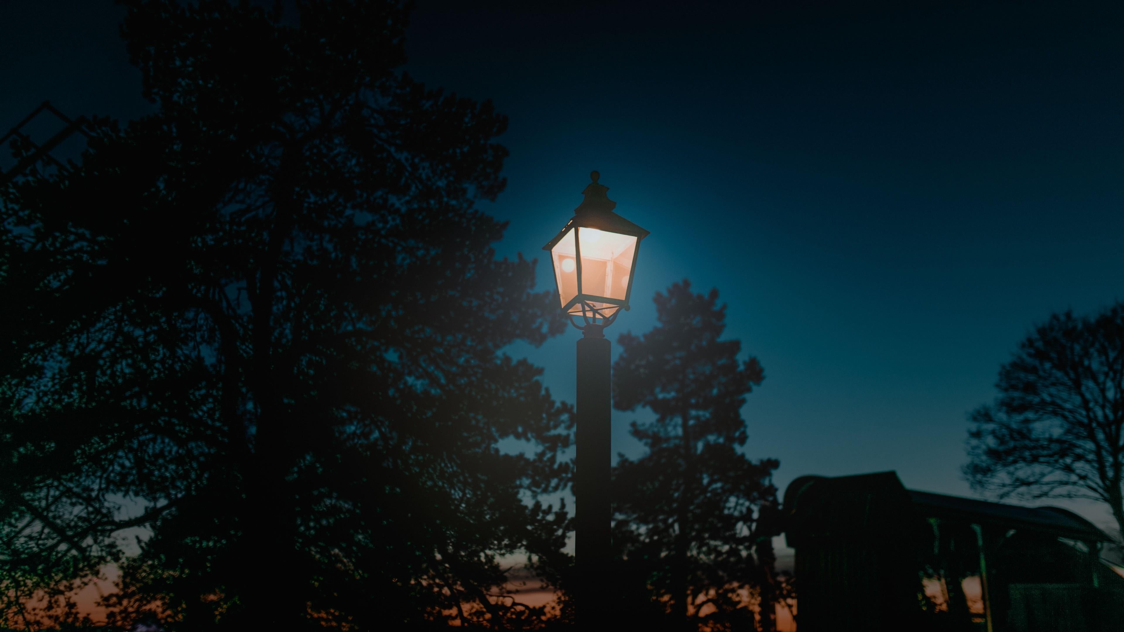 no people, silhouette, electric lamp, outdoors, building exterior, illuminated, low angle view, sky, night, lantern, architecture, nature, pillar, street light, HD Wallpaper