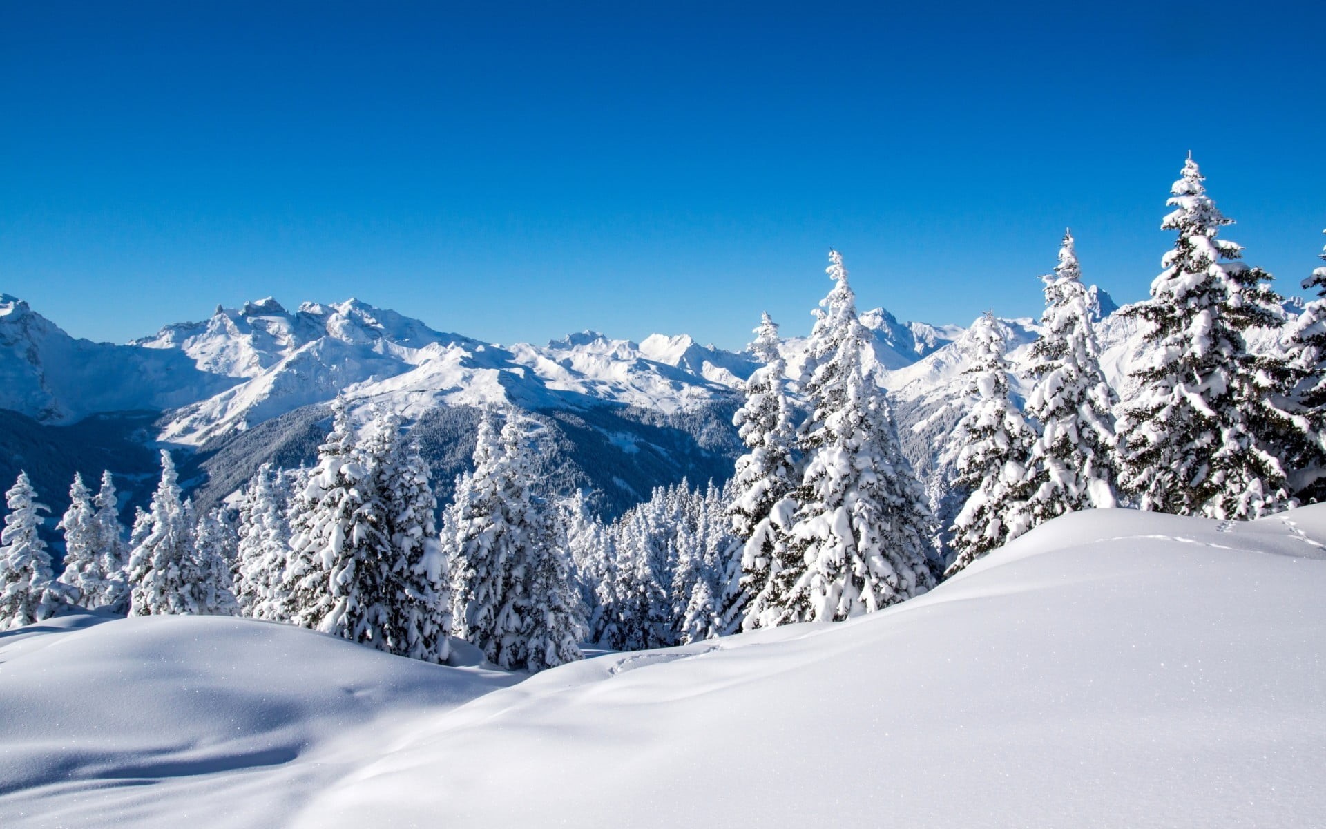 tranquility, deep snow, scenics - nature, tranquil scene, beauty in nature, mountains, trees, snowcapped mountain, black, building, outdoors, 1080P, non-urban scene, HD Wallpaper
