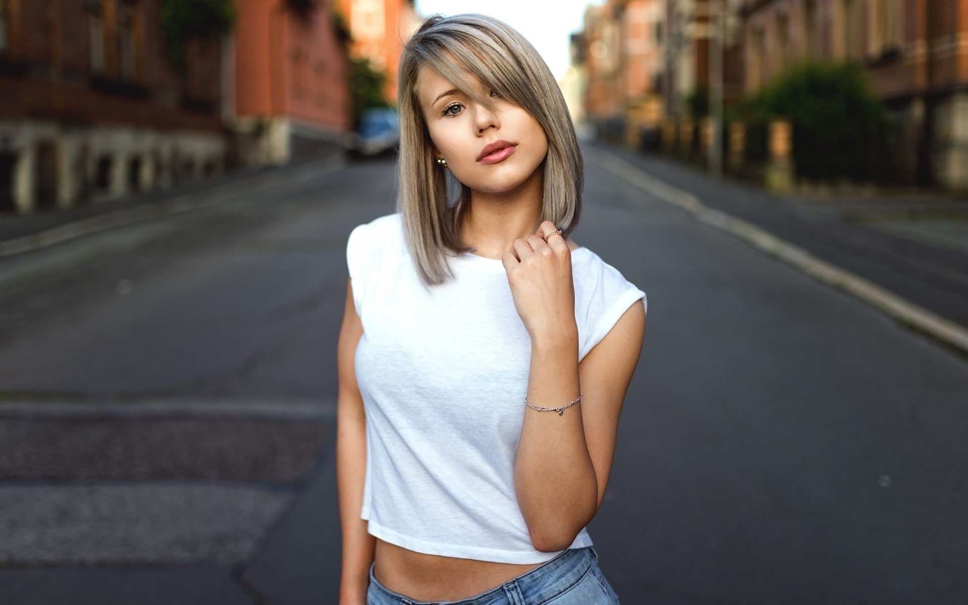 1080P, urban, face, Model, women, outdoors, women outdoors, HD Wallpaper