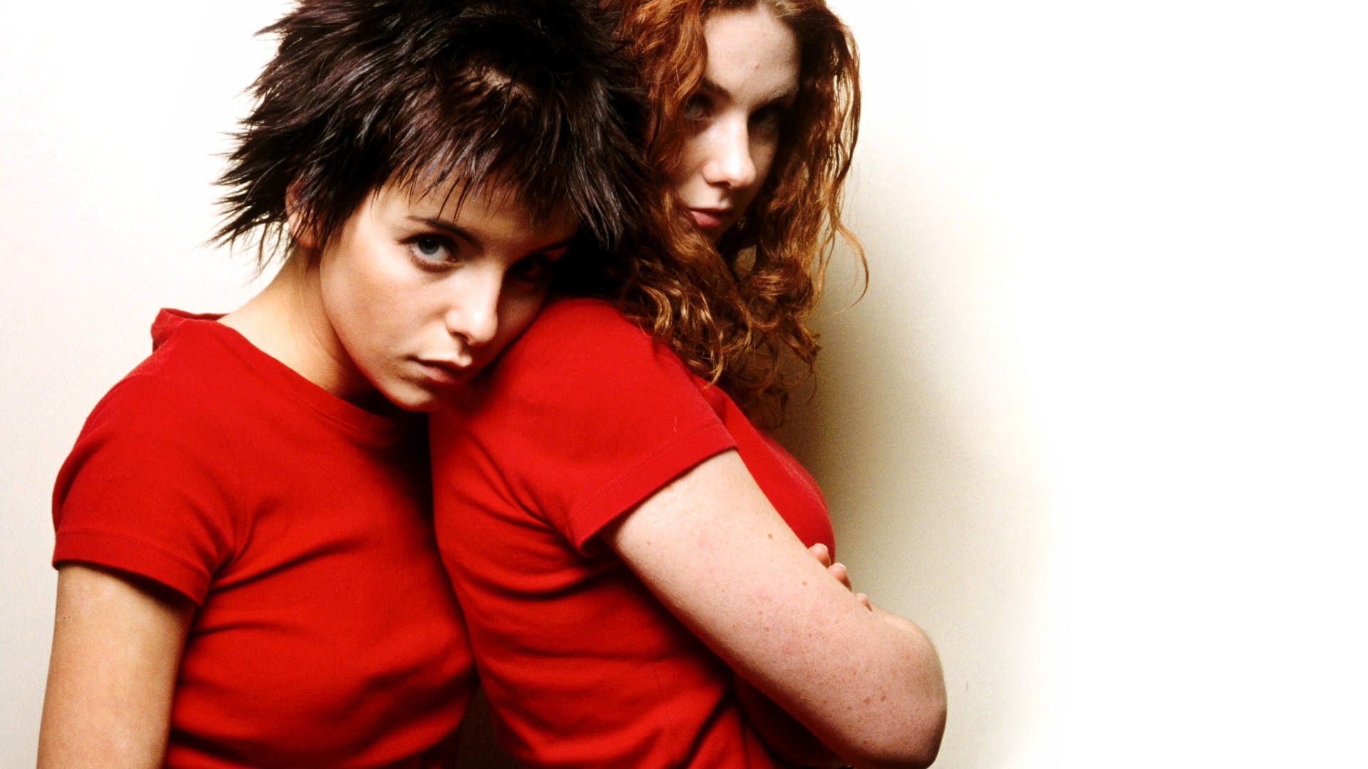 Julia Volkova, Russian, emotion, young adult, Lena Katina, red, looking, hair, long hair, lifestyles, white background, sadness, music, depression - sadness, HD Wallpaper