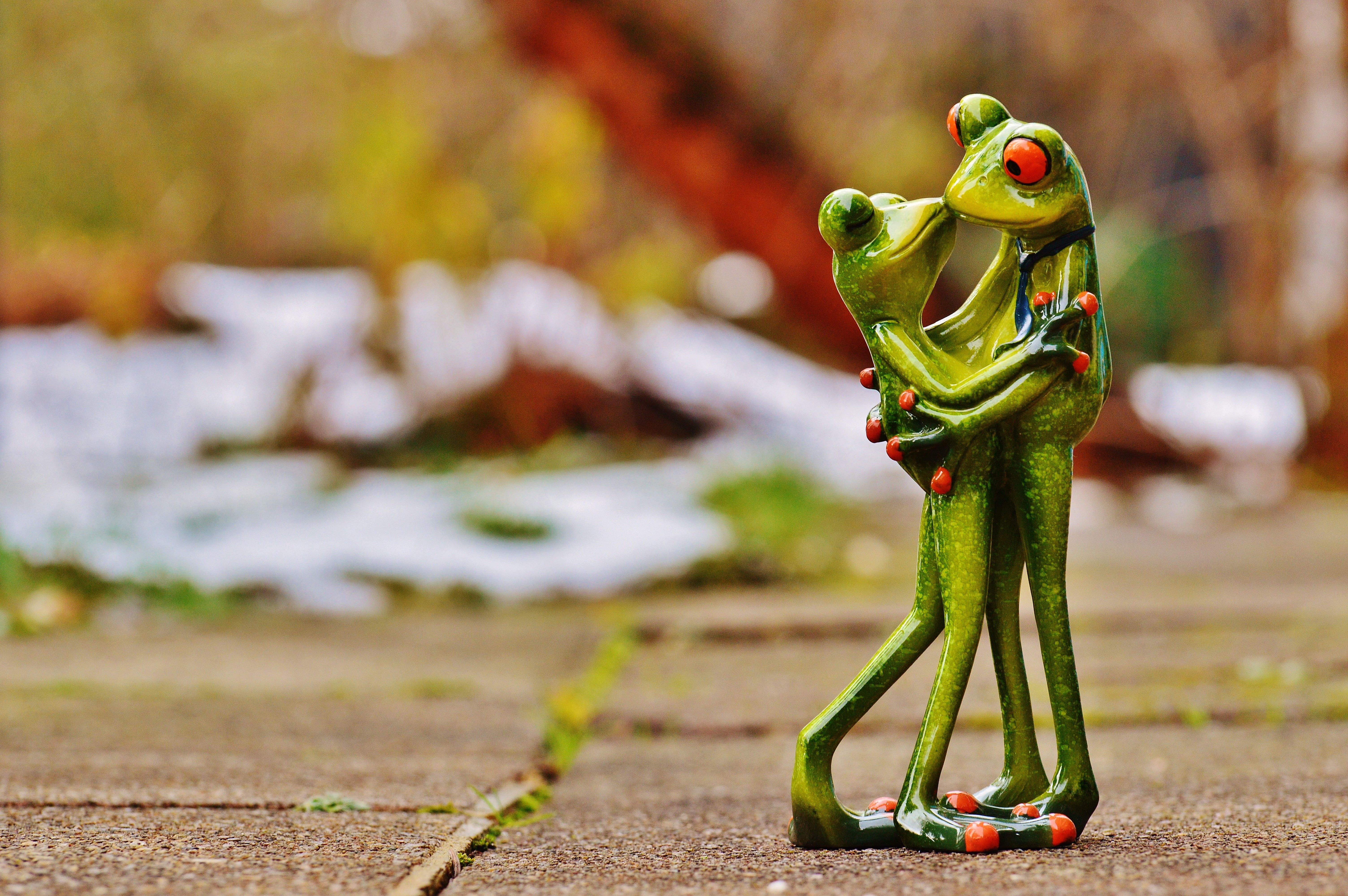 frog, craft, funny, figures, greeting, joy, green, outdoors, pair, valentines day, statue, 5K, love, creativity, frogs, together, sculpture, greeting card, HD Wallpaper