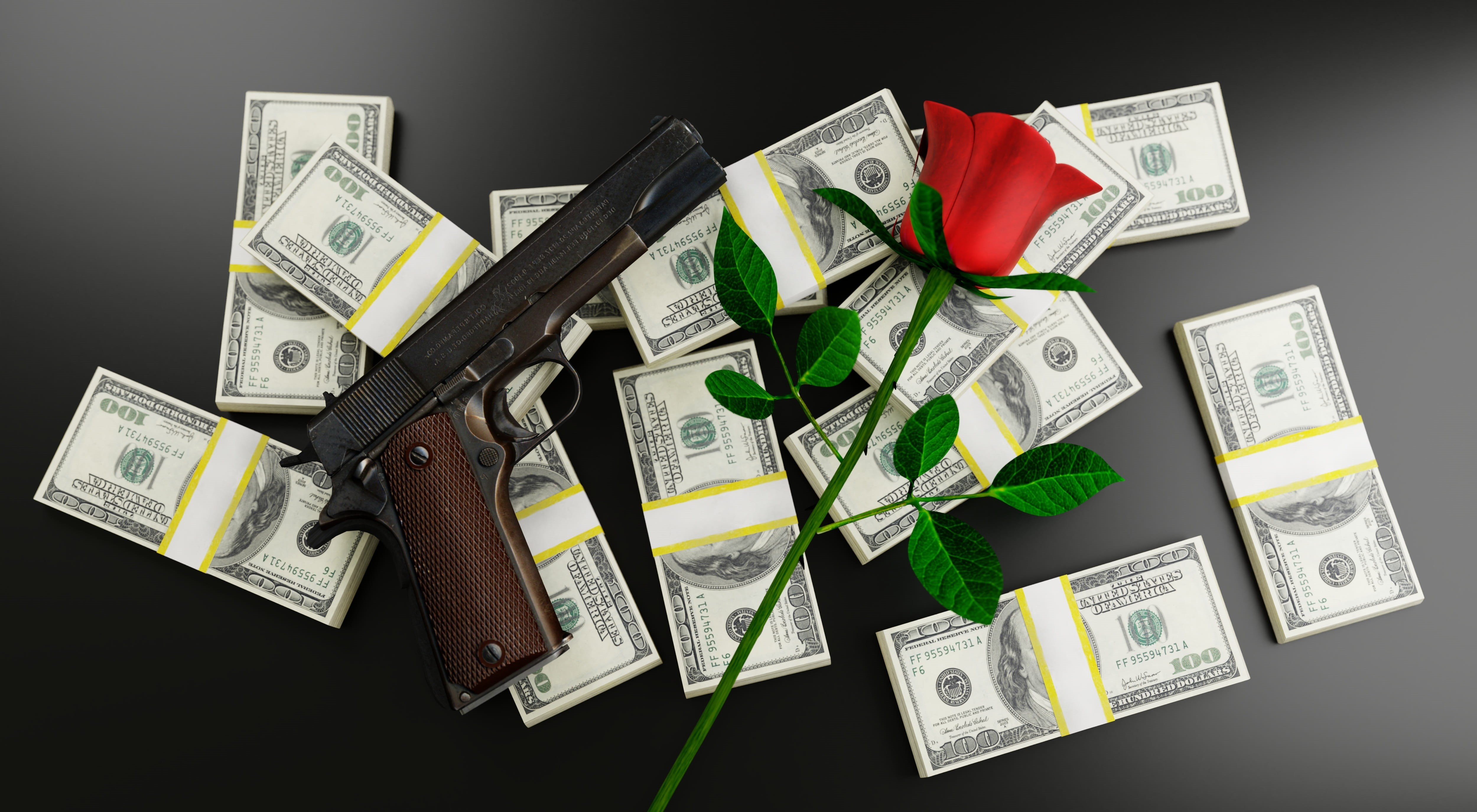 still life, cash, relationship, symbol, wealth, concept, dollars, expense, attachment, romance, rose, abundance, protection, affection, together, red, no people, HD Wallpaper