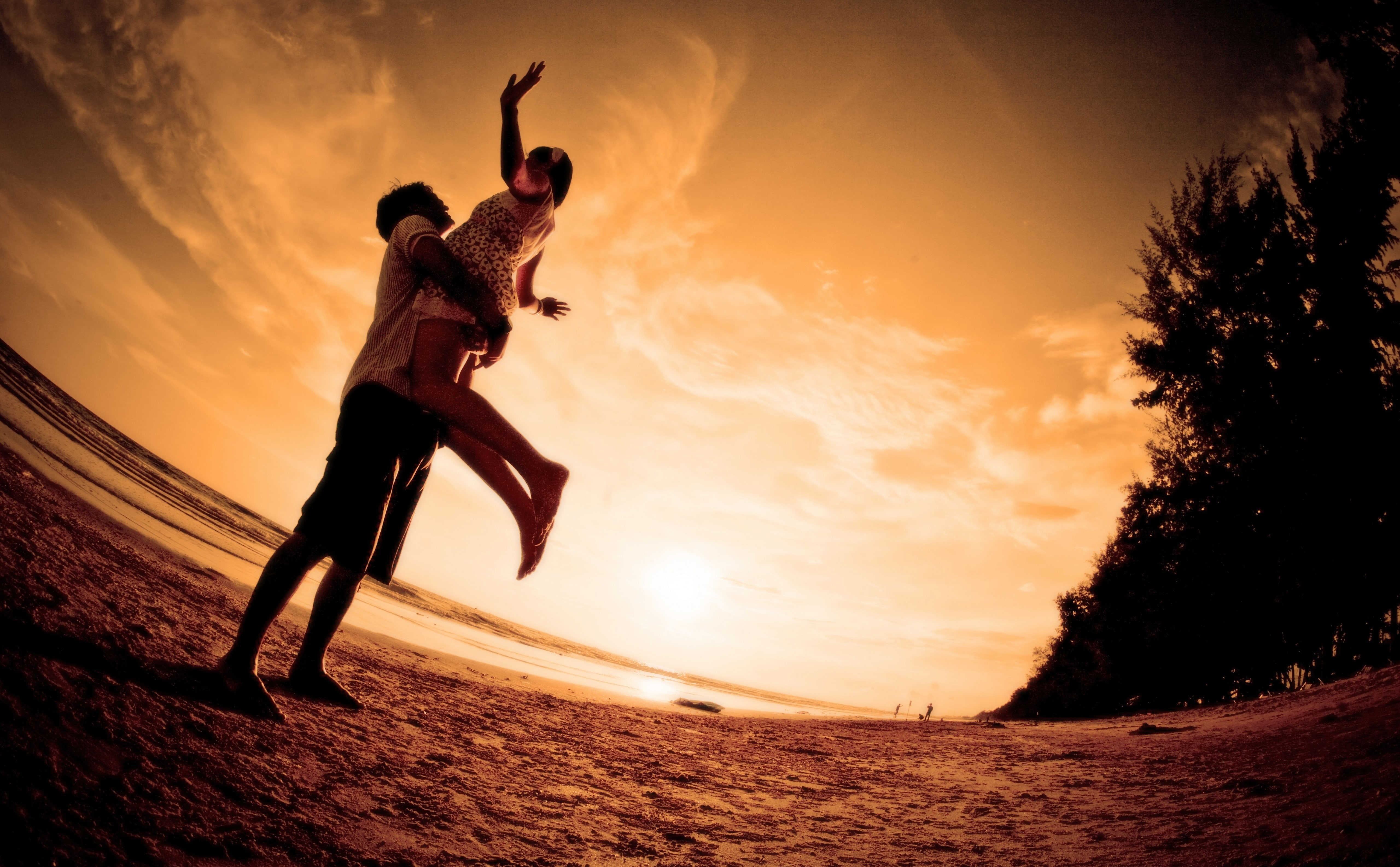 sunset, arms raised, lifestyles, beauty in nature, outdoors, Background, Holidays, real people, Love, s, Happy, 5K, cloud - sky, one person, Valentines Day, HD Wallpaper