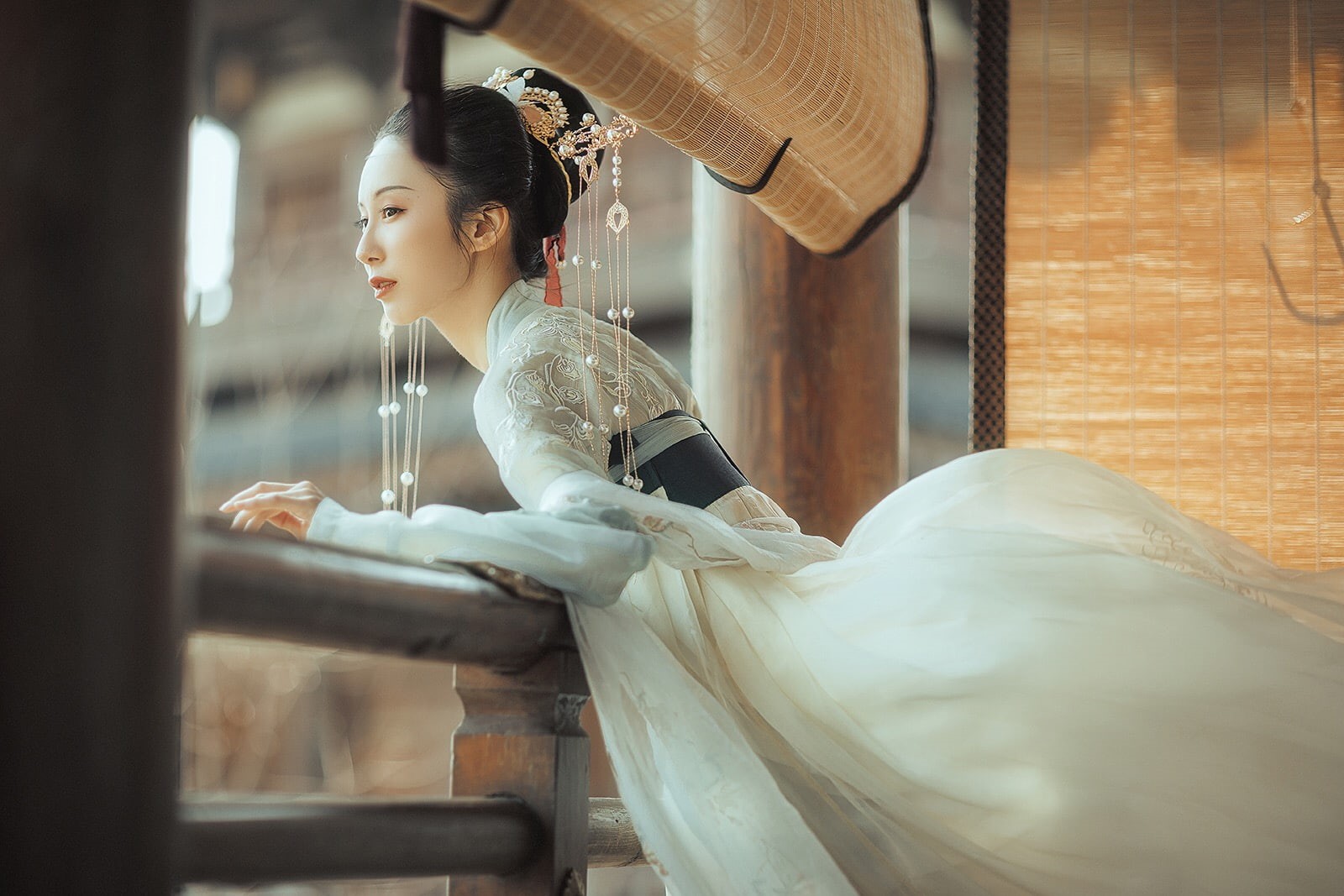 day, Chinese dress, young adult, sitting, looking, young women, three quarter length, beauty, women, beautiful woman, one person, casual clothing, hairstyle, HD Wallpaper