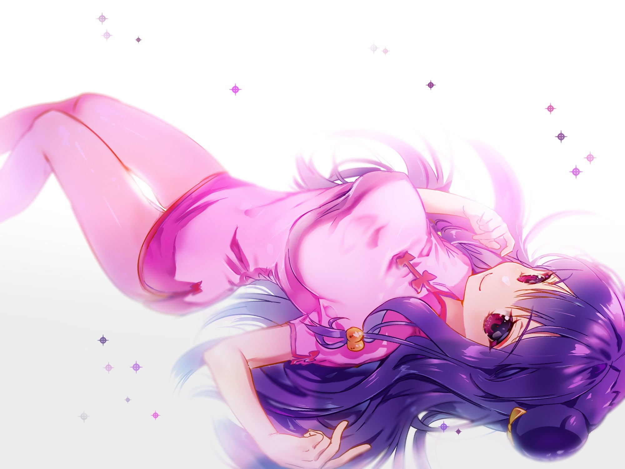 lying down, motion, long hair, close-up, hairstyle, Cheongsam, studio shot, multi colored, Chinese dress, young adult, purple, 1080P, nature, one person, HD Wallpaper