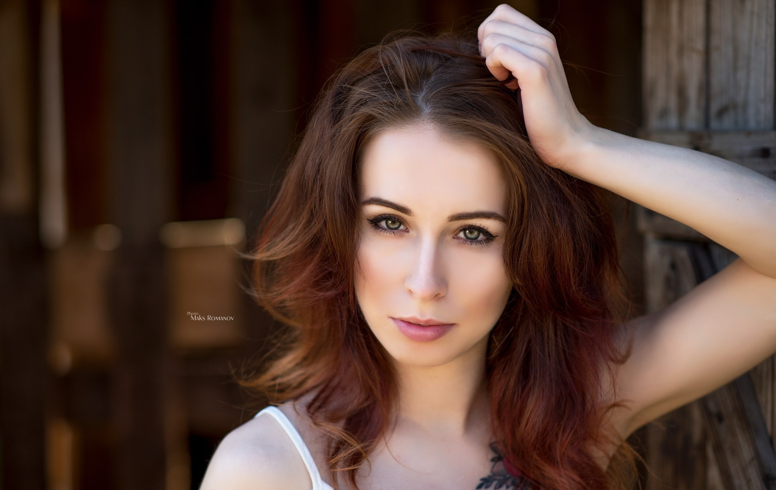 depth of field, tattoo, Maksim Romanov, 2K, women, face, HD Wallpaper