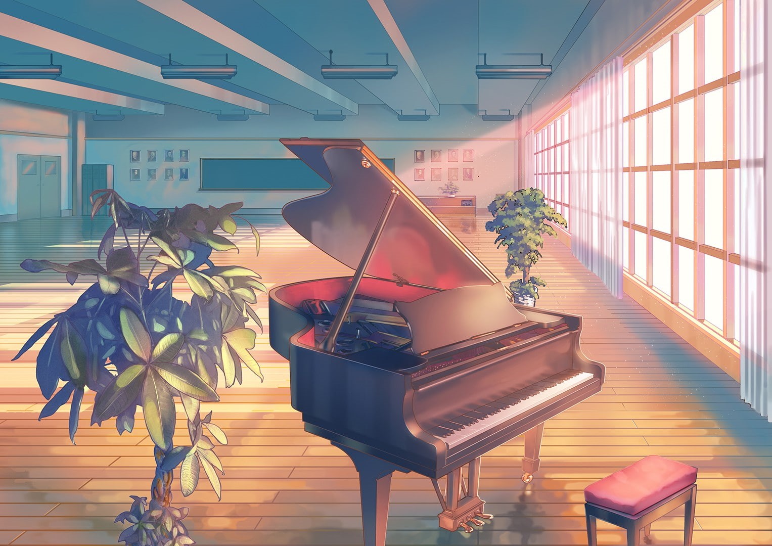 anime, 720P, classroom, piano, HD Wallpaper