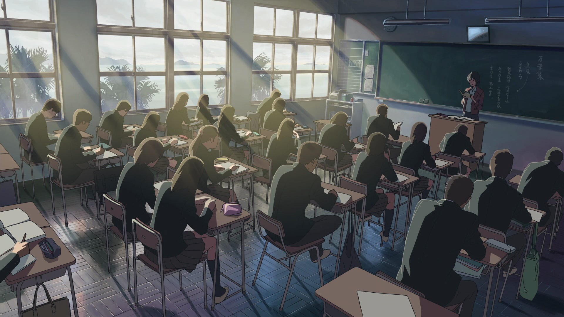 large group of people, school, real people, seat, lifestyles, window, day, group of people, academy, anime, architecture, sitting, men, table, classroom, HD Wallpaper