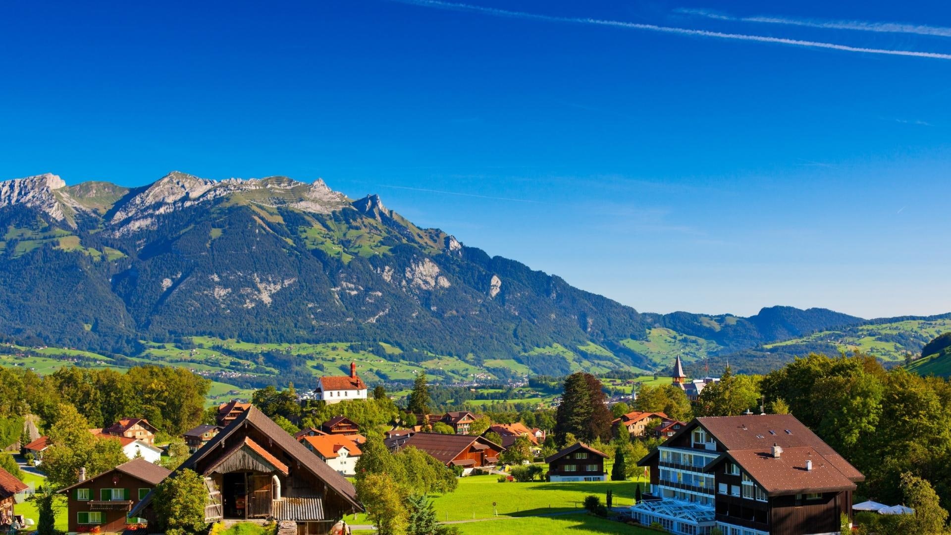 swiss, 1080P, scenic, landscapes, nature, mountains, alps, scenery, HD Wallpaper