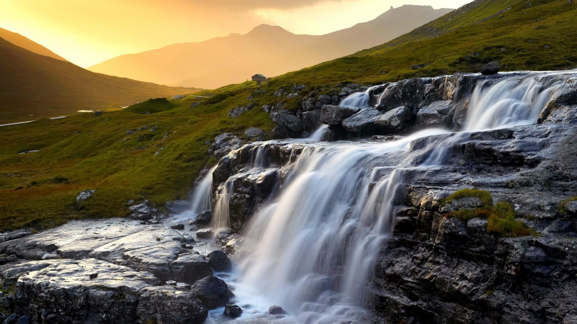 background, scenic, islands, 1080P, waterfalls, denmark, HD Wallpaper