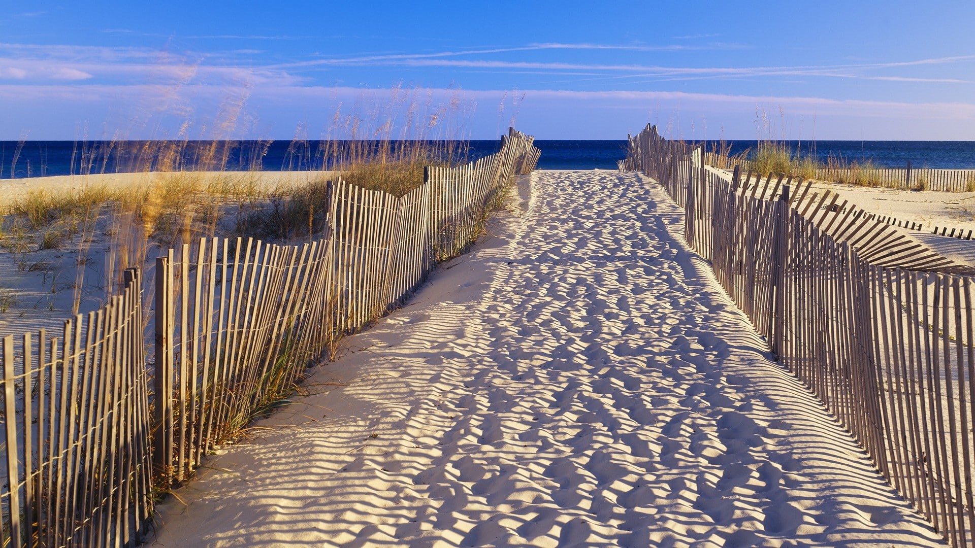 nature, fence, 1080P, path, hd, trail, footsteps, beach, HD Wallpaper